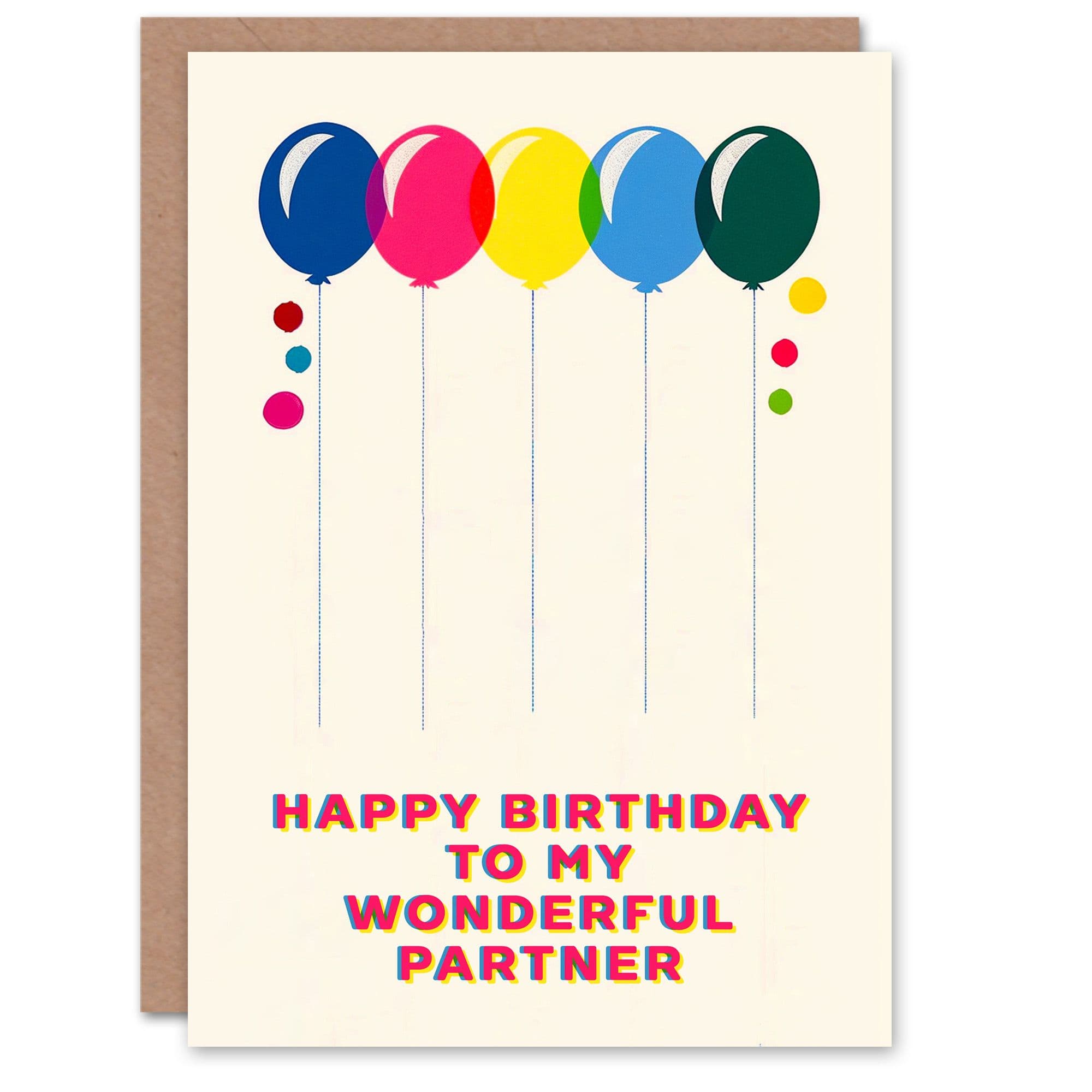 Happy Birthday to my Wonderful Partner Colourful Balloons Rainbow Non Binary Card