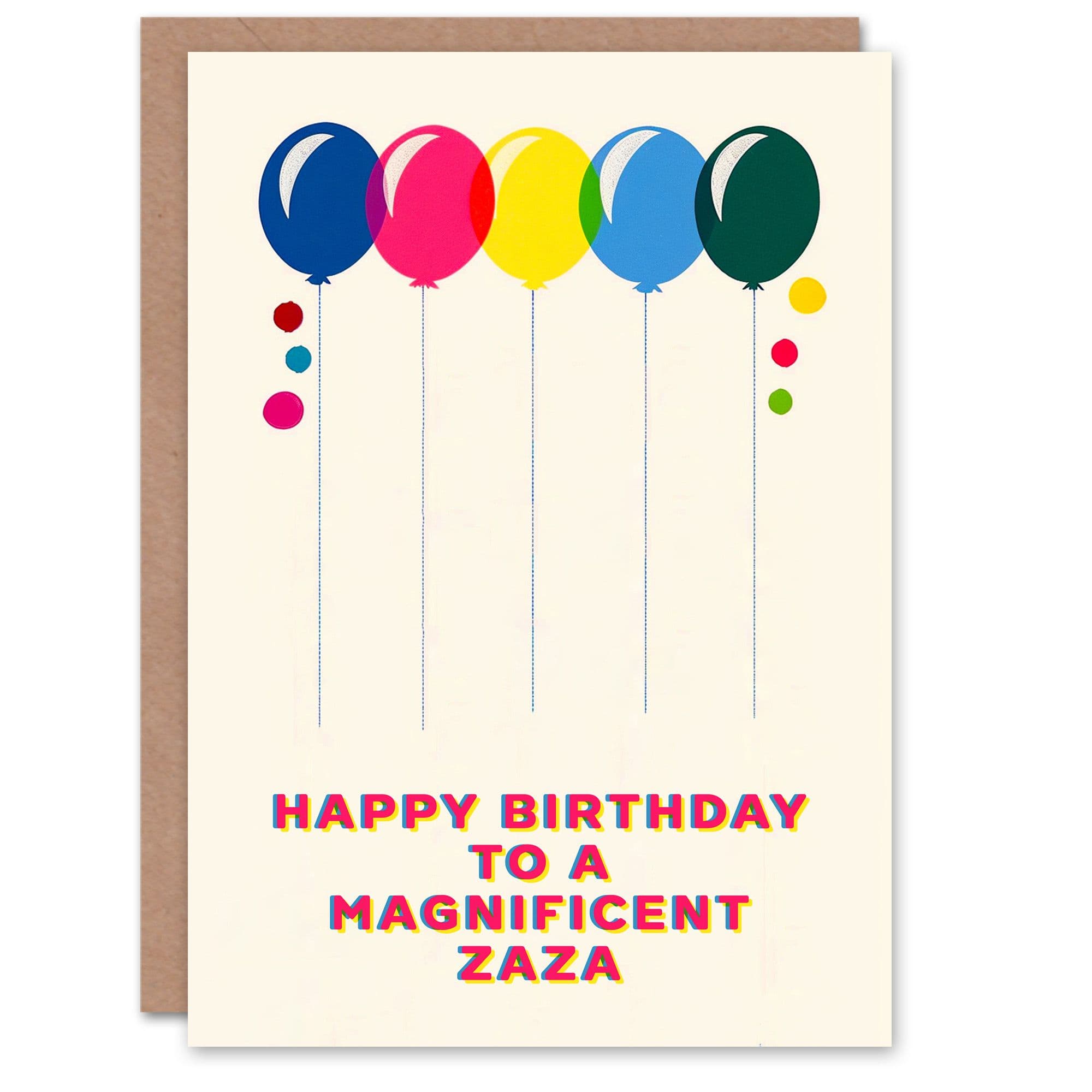 Happy Birthday to a Magnificent Zaza Colourful Balloons Rainbow Non Binary Gender Neutral Card