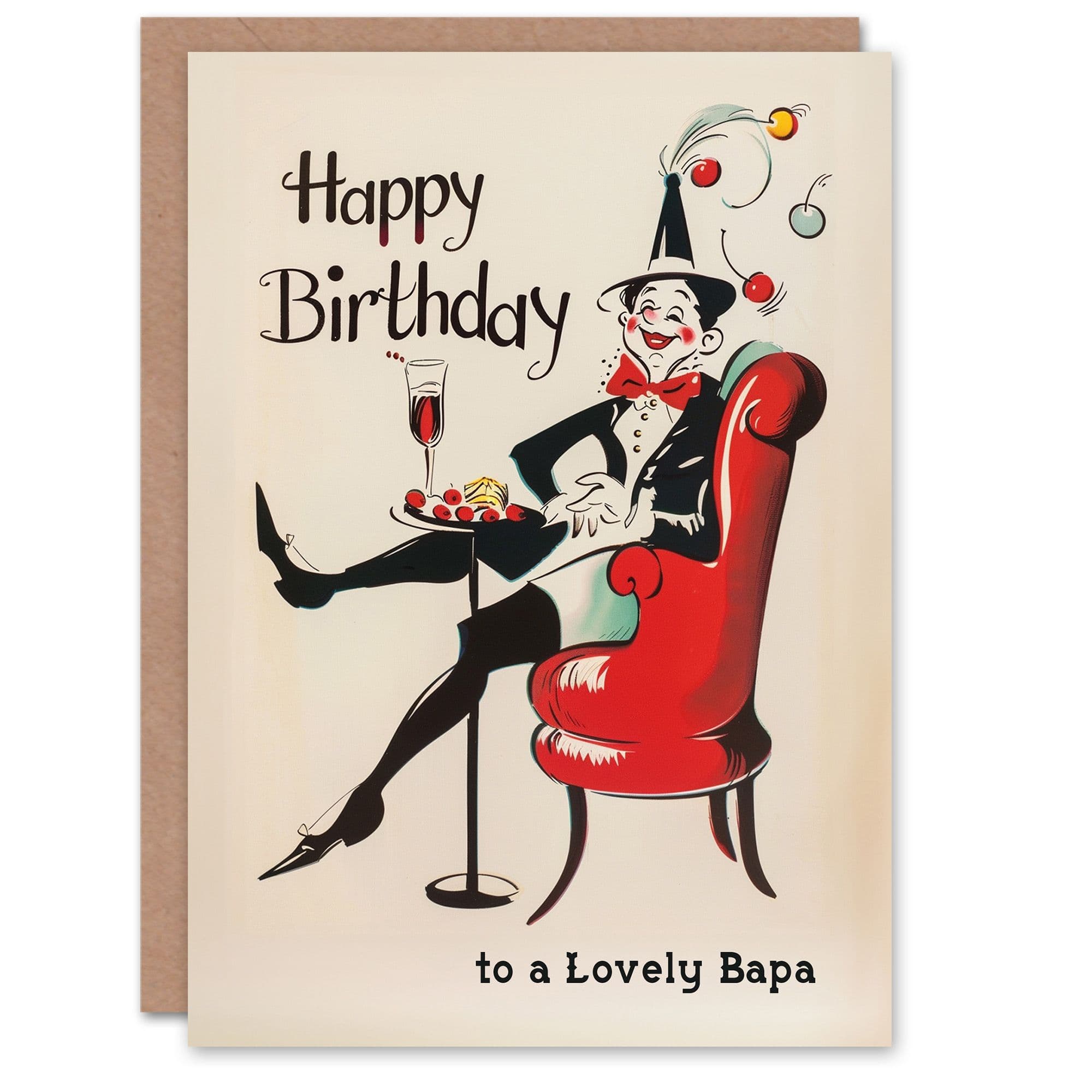 Happy Birthday to Lovely Bapa Laughing French Clown Party Non Binary Card