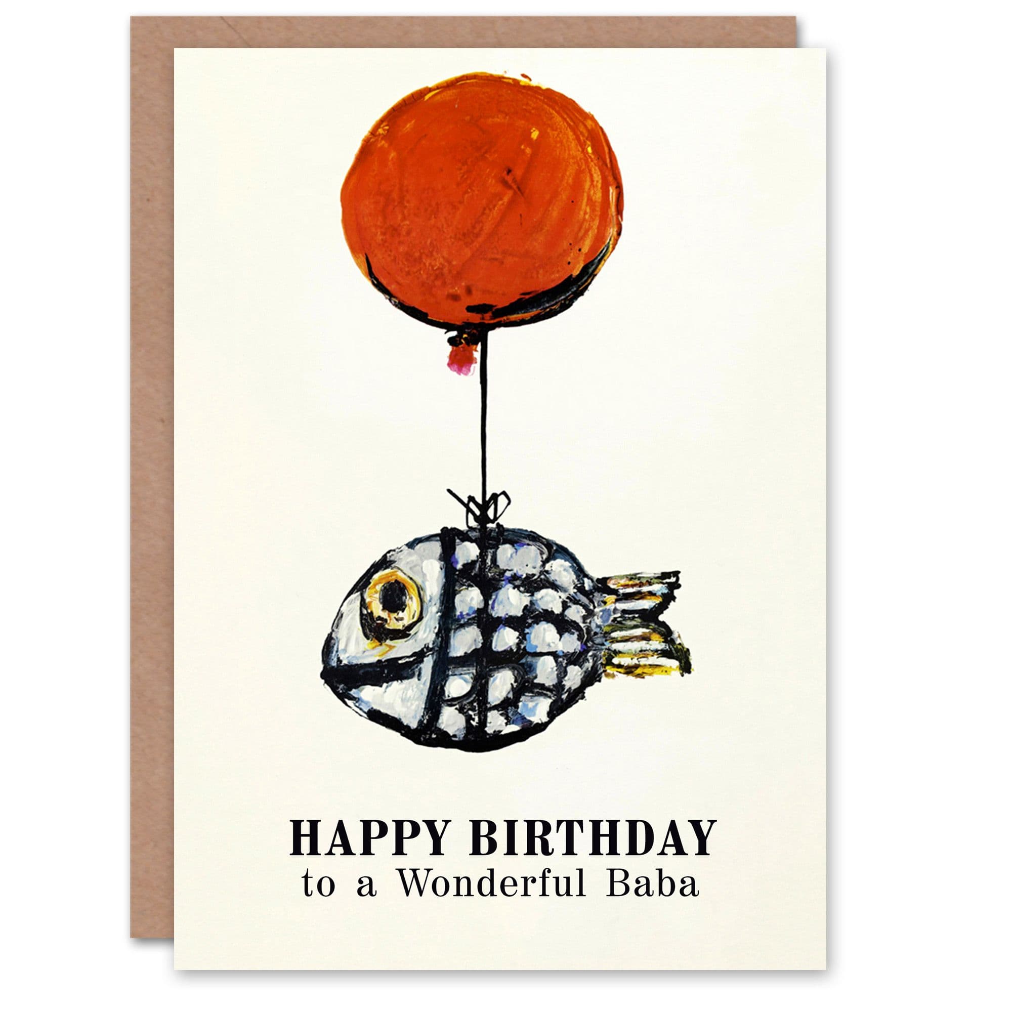 Happy Birthday to a Wonderful Baba Fun Fish Fishing Angler Balloon Non Binary Gender Neutral Card