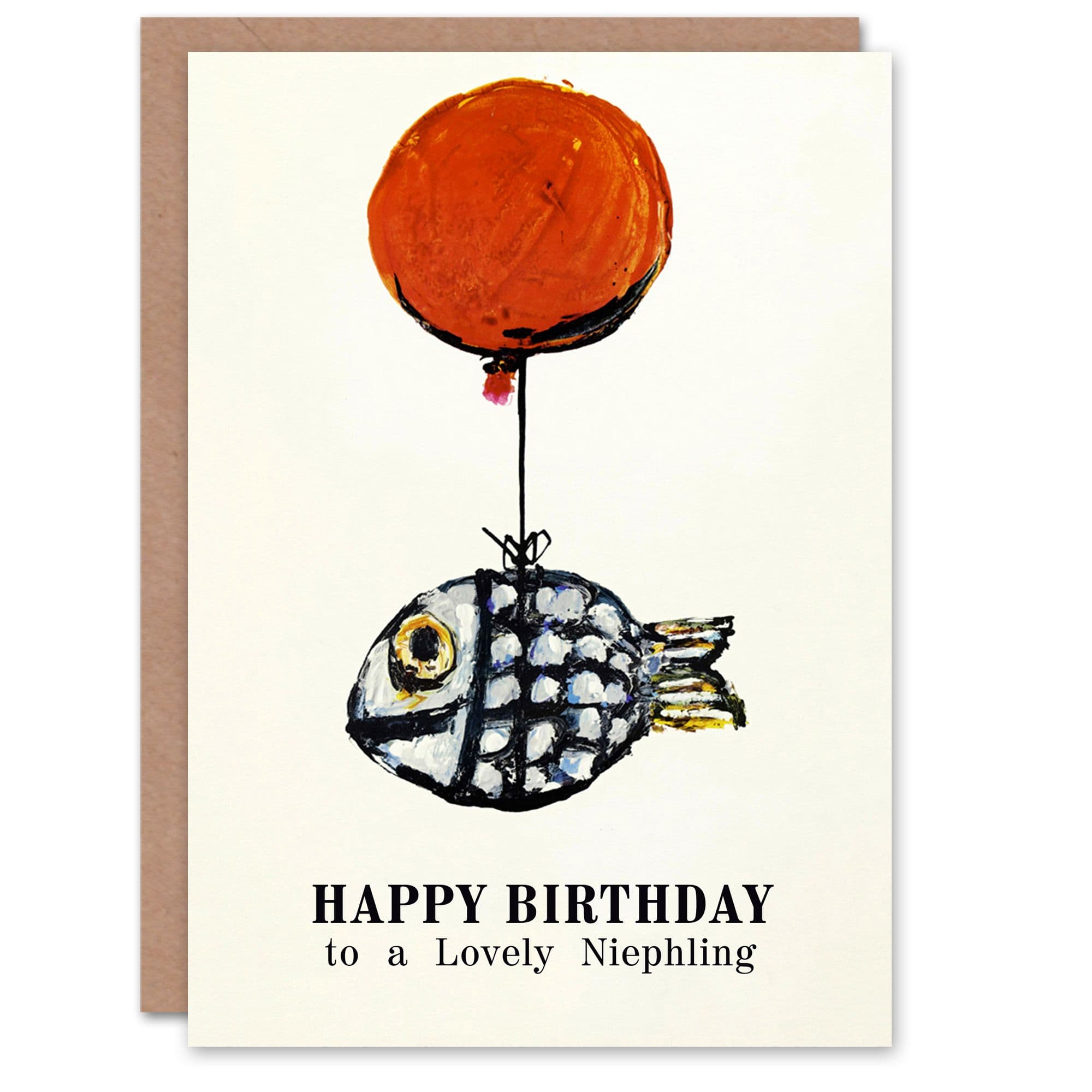 Happy Birthday to Lovely Niephling Fun Fish Fishing Angler Balloon Non Binary Card