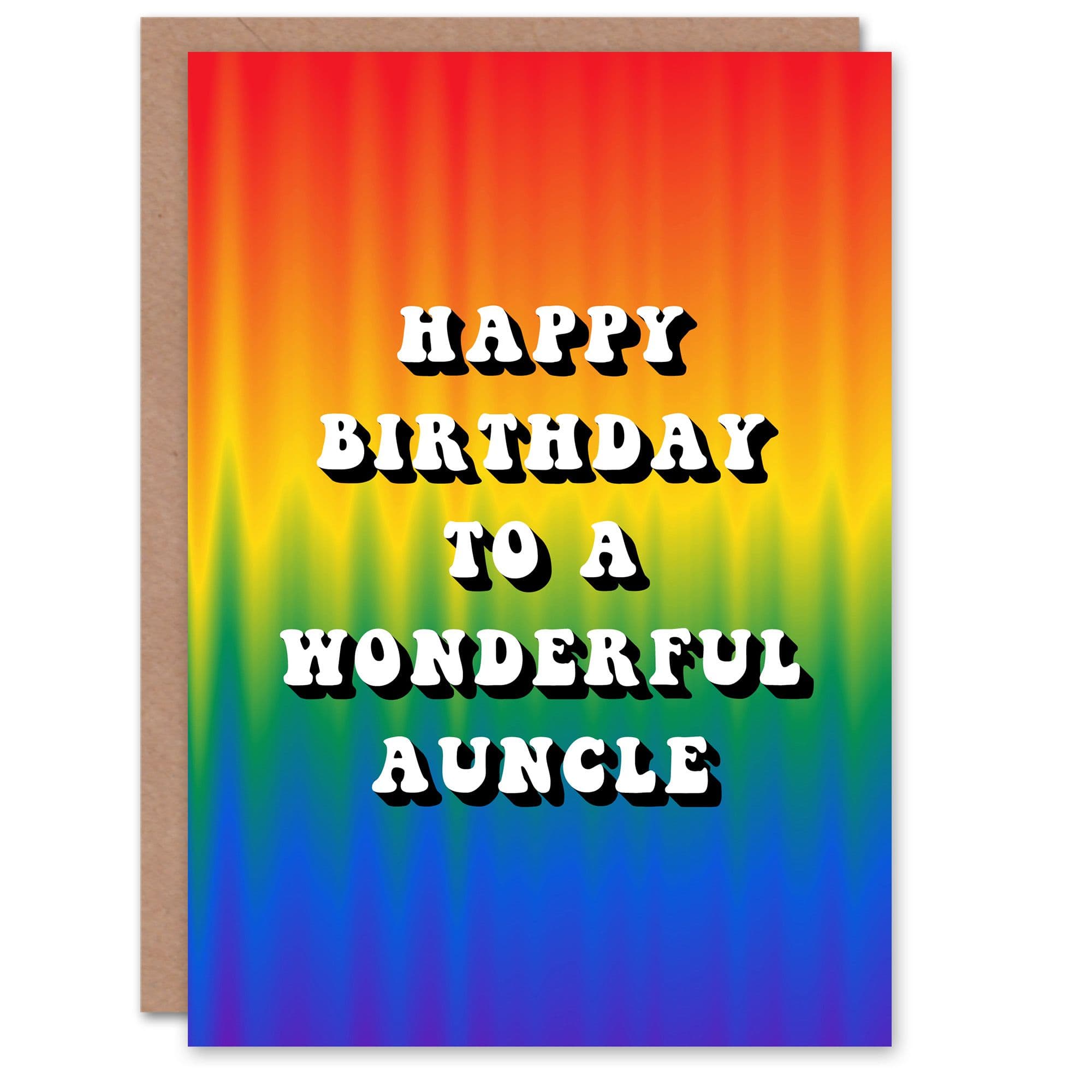 Happy Birthday to Wonderful Auncle Trippy Psychedelic Pride Hippie Rainbow Non Binary Card
