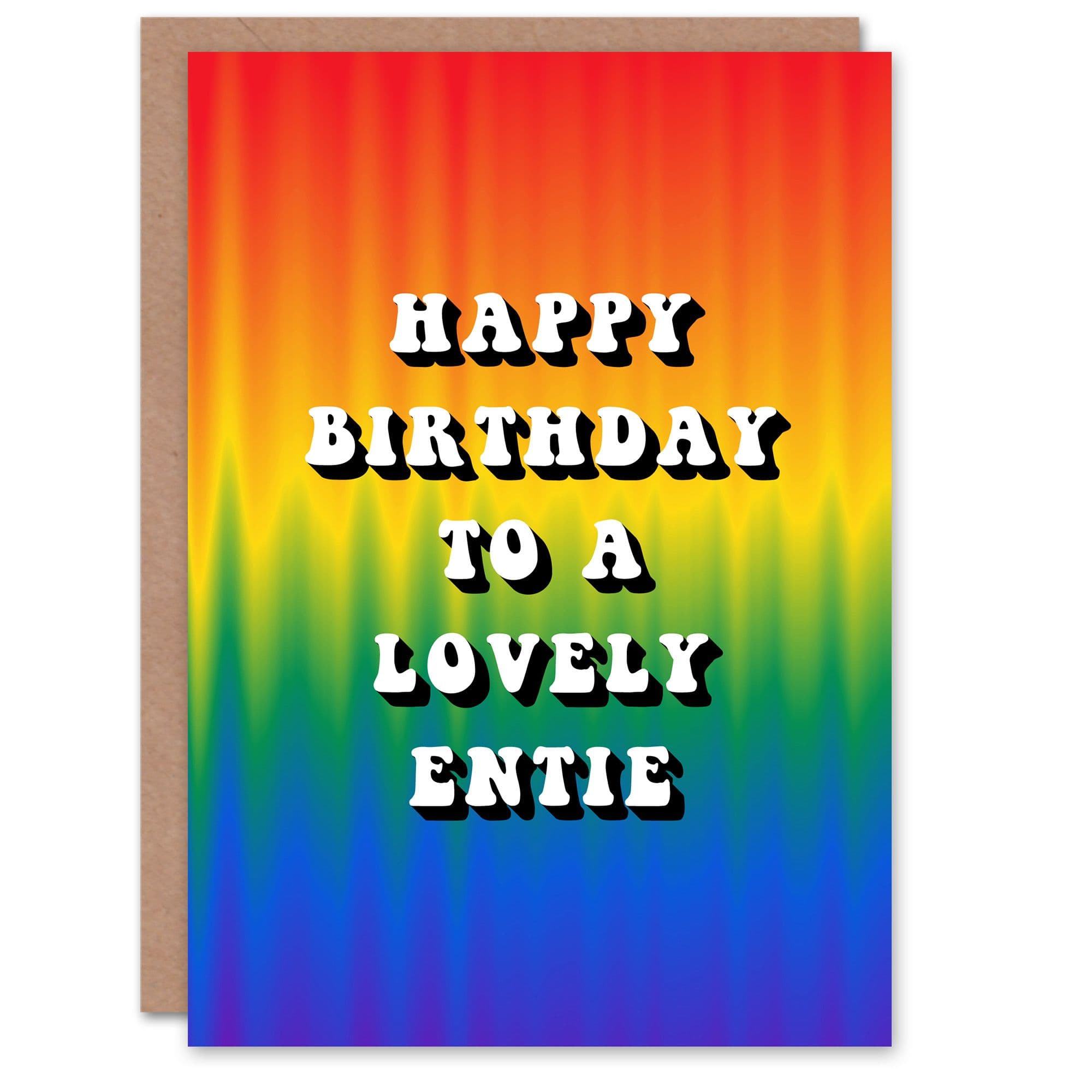Happy Birthday to Lovely Entie Trippy Psychedelic Pride Hippie Rainbow Non Binary Card