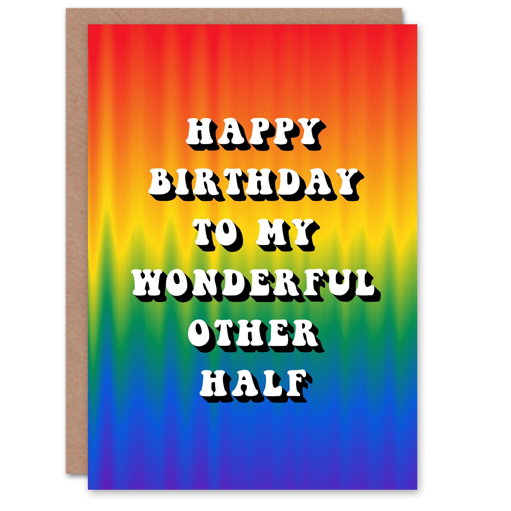 Happy Birthday to my Wonderful Other Half Trippy Psychedelic Pride Hippie Rainbow Non Binary Card