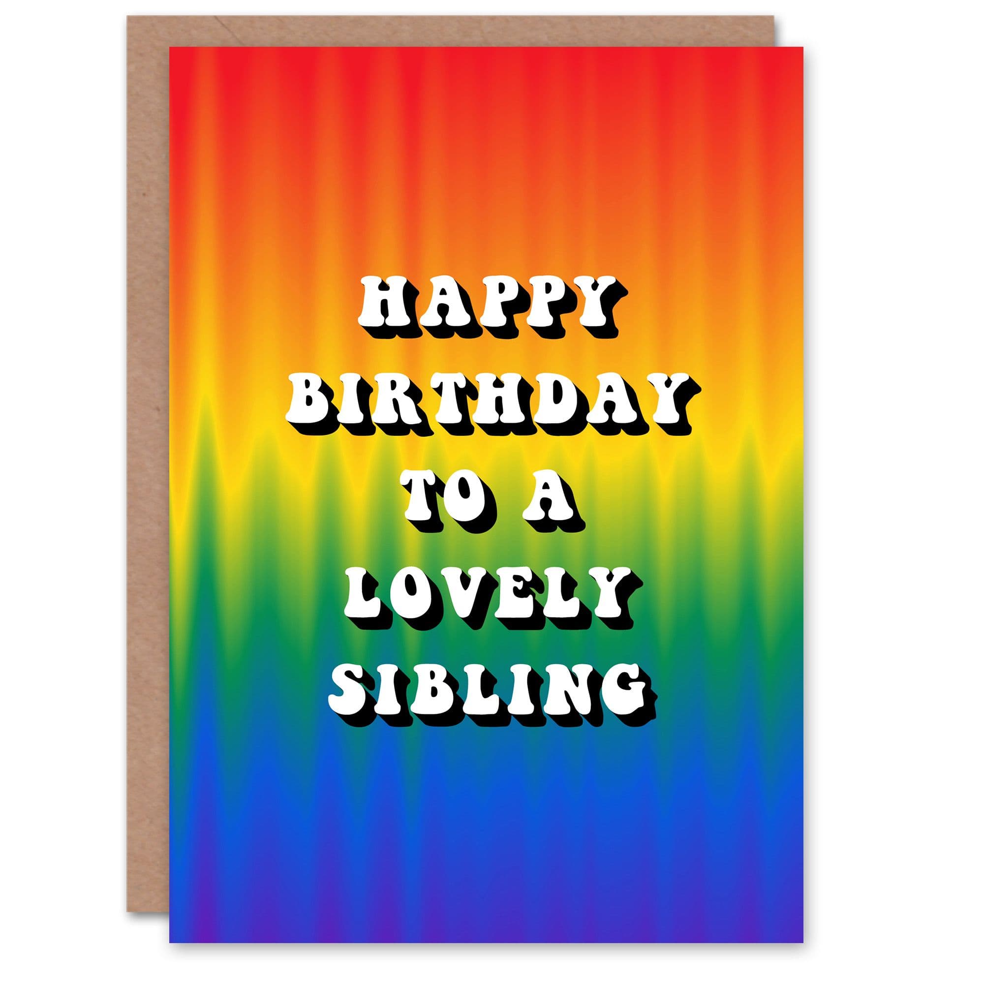 Happy Birthday to Lovely Sibling Trippy Psychedelic Pride Hippie Rainbow Non Binary Card