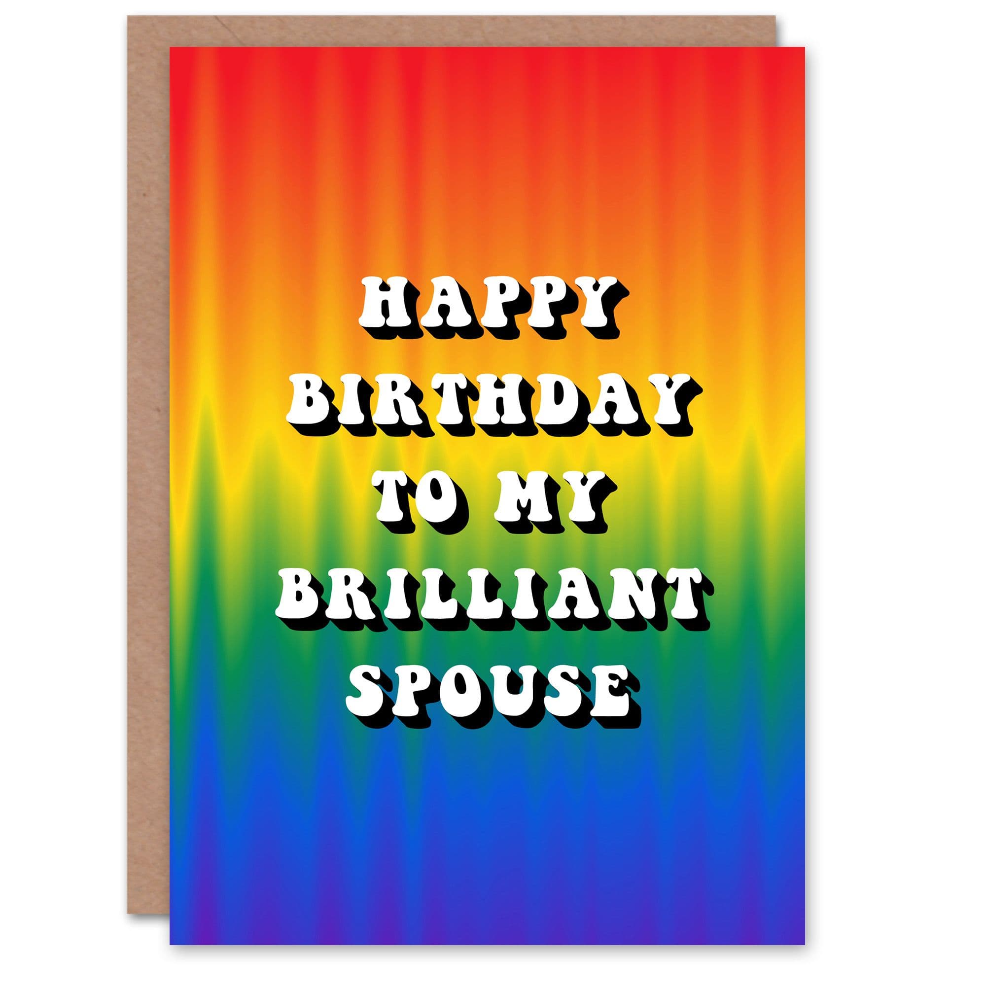 Happy Birthday to my Brilliant Spouse Trippy Psychedelic Pride Hippie Rainbow Non Binary Card