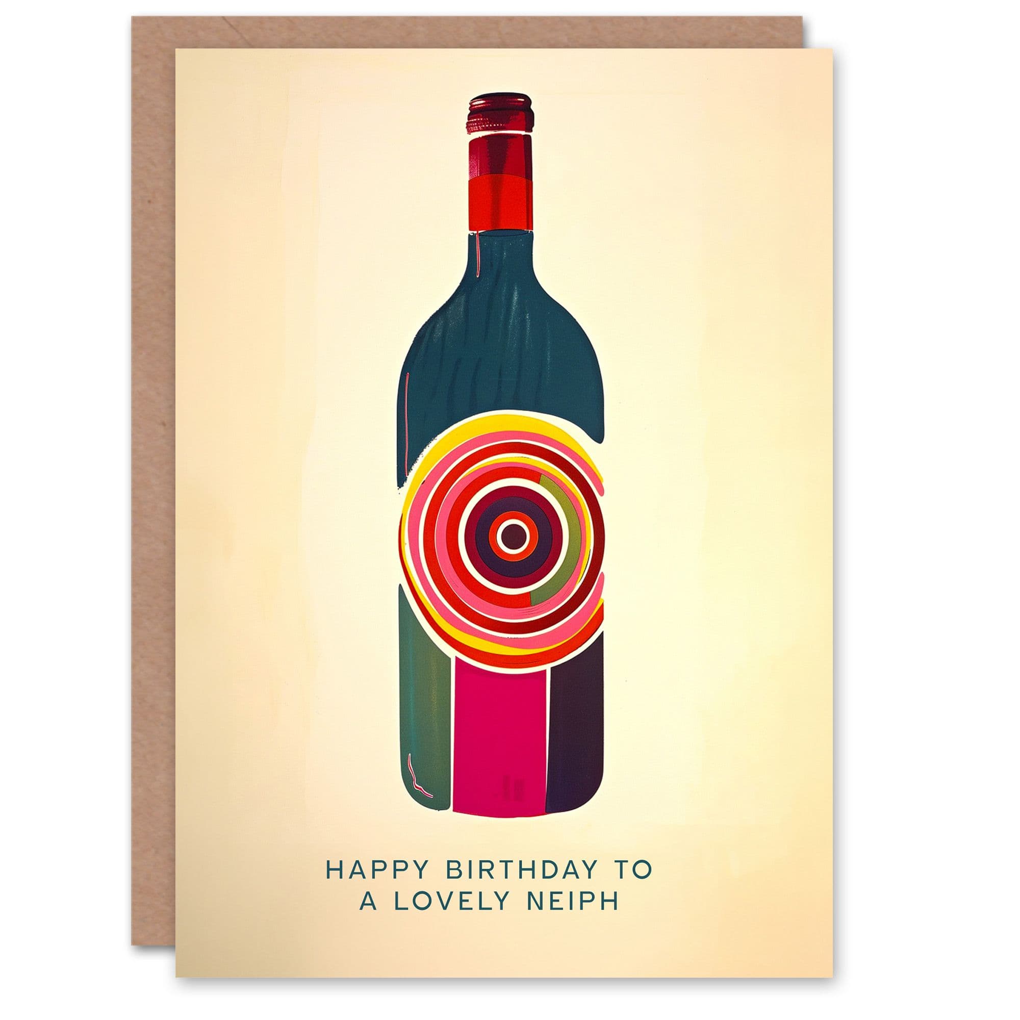 Happy Birthday to a Lovely Neiph Red White Wine Lover Art Bottle Non Binary Gender Neutral Card