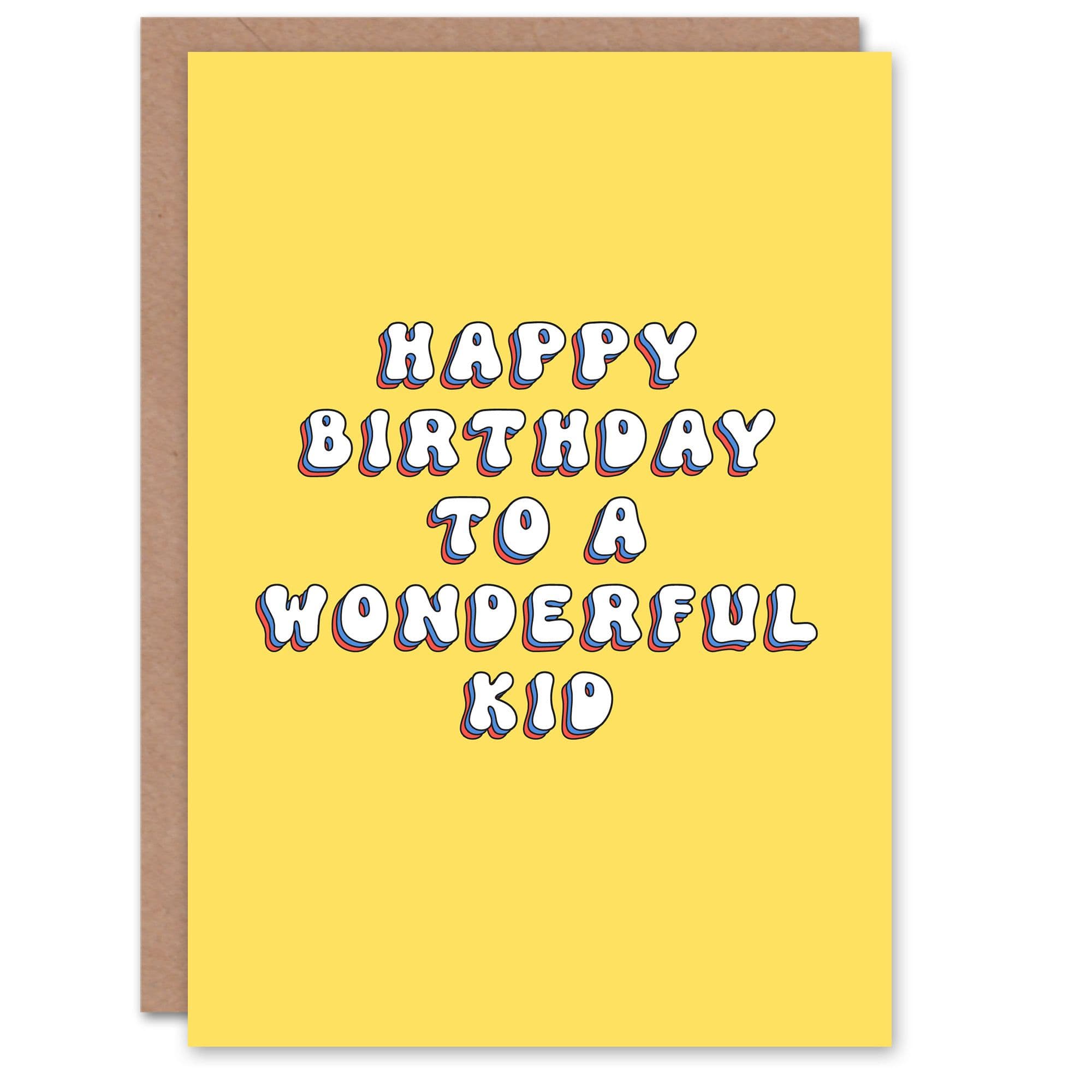 Happy Birthday to Wonderful Bright Fun Happy Hippie Letters Non Binary Card