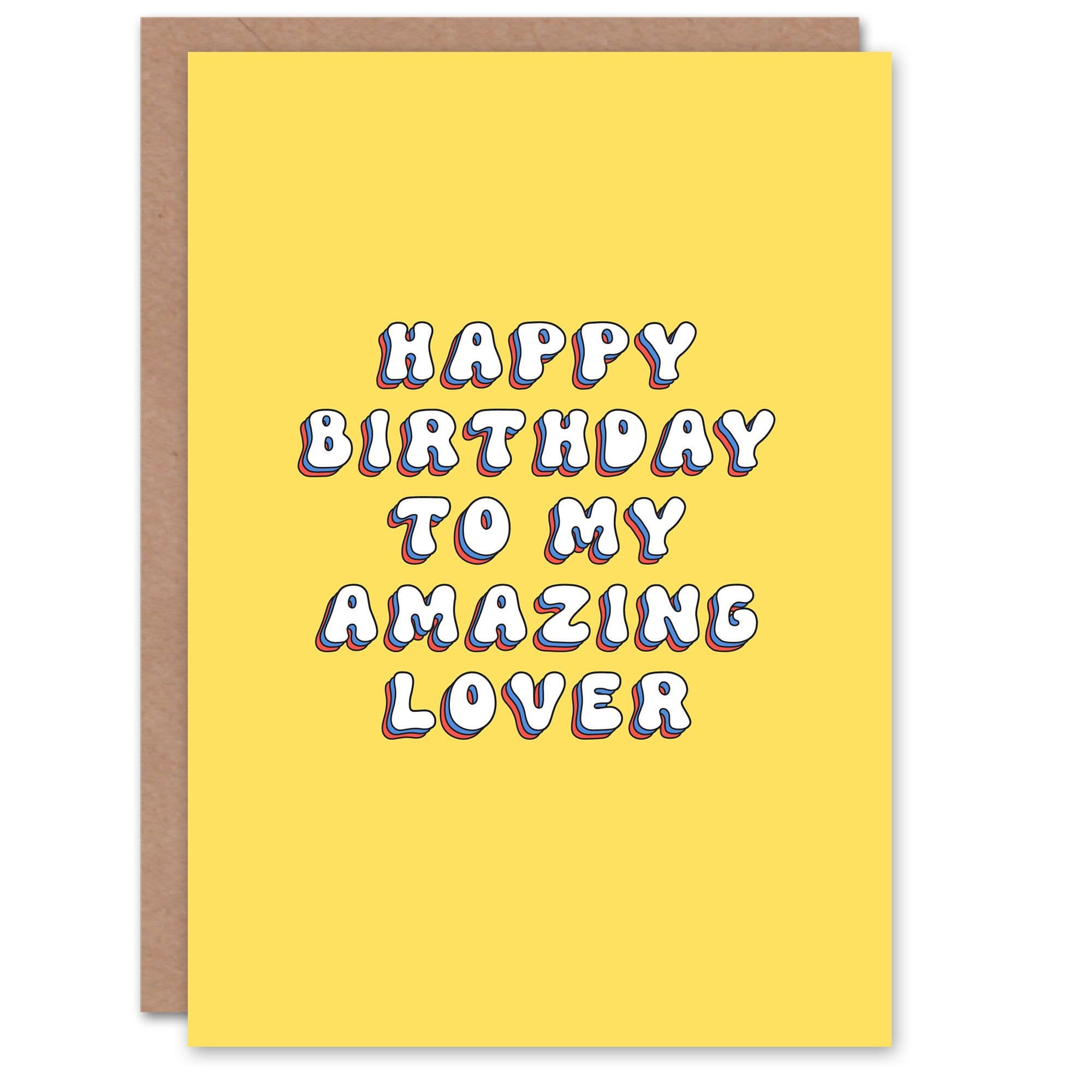 Happy Birthday to my Amazing Lover Bright Fun Happy Hippie Letters Non Binary Card