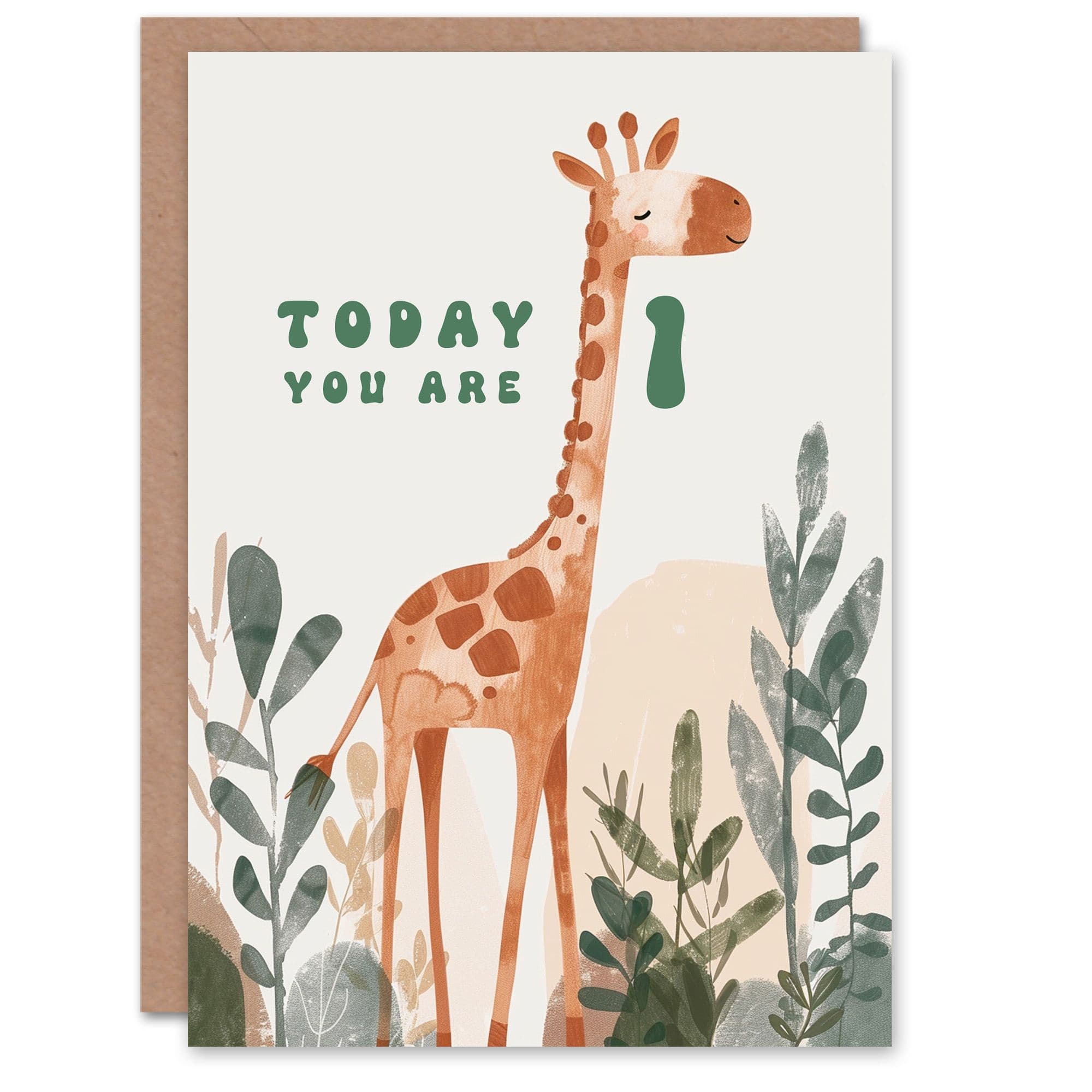 1st Birthday Card Cute Fun Giraffe Today You Are Age 1 Year Old Child For Son Daughter Girl Boy Happy Card