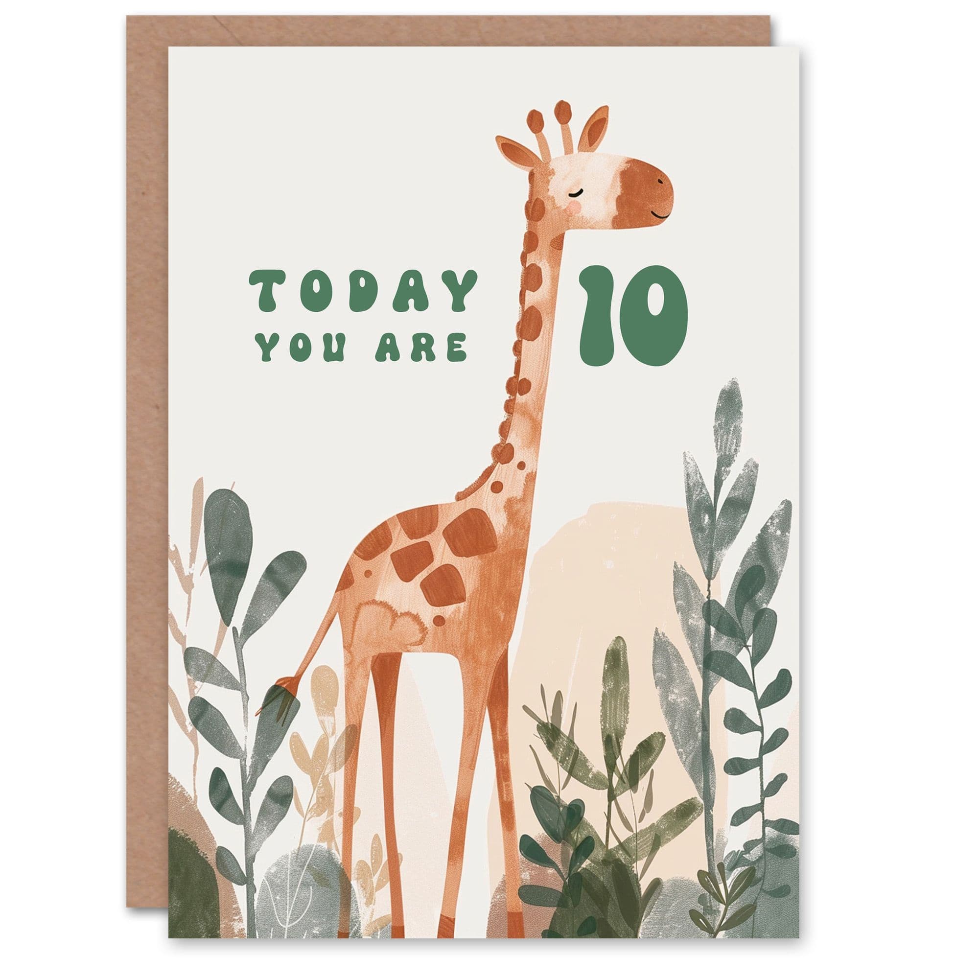 10th Birthday Card Cute Fun Giraffe Today You Are Age Old Son Daughter Happy Card