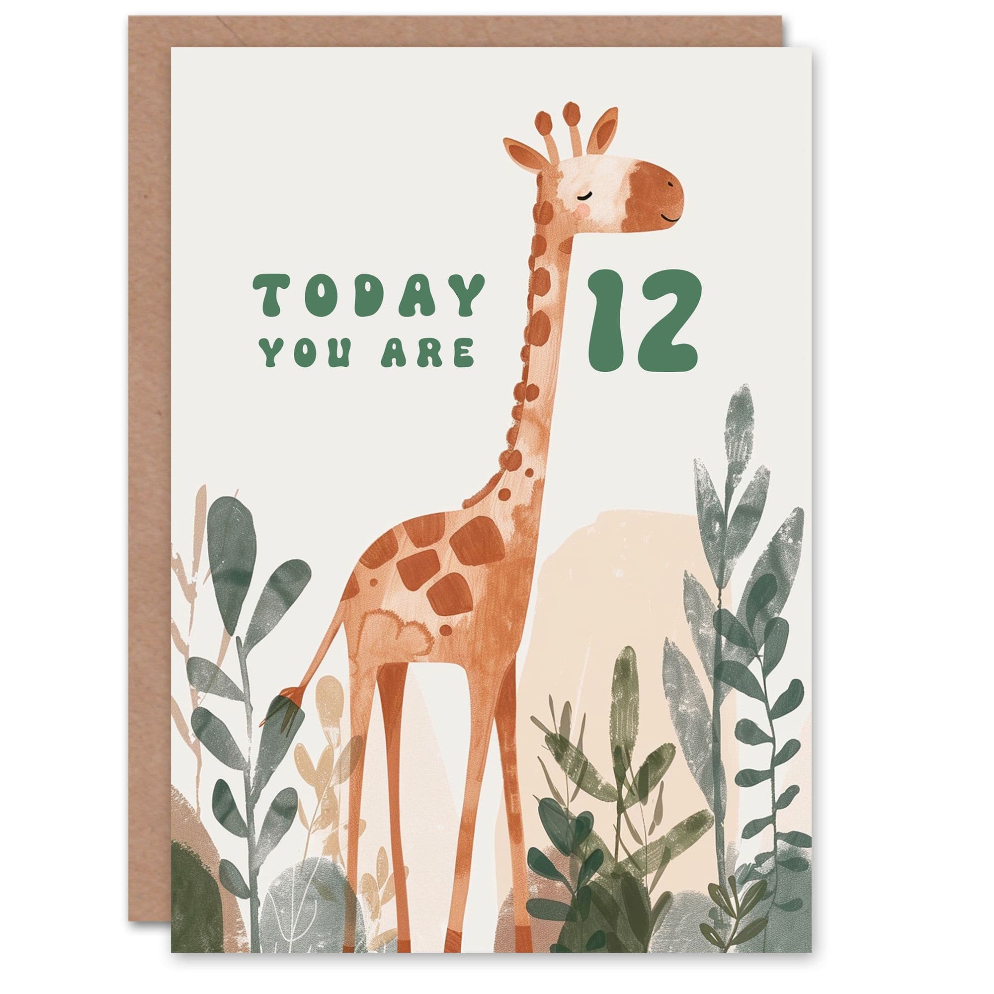 12th Birthday Card Cute Fun Giraffe Today You Are Age Old Son Daughter Happy Card