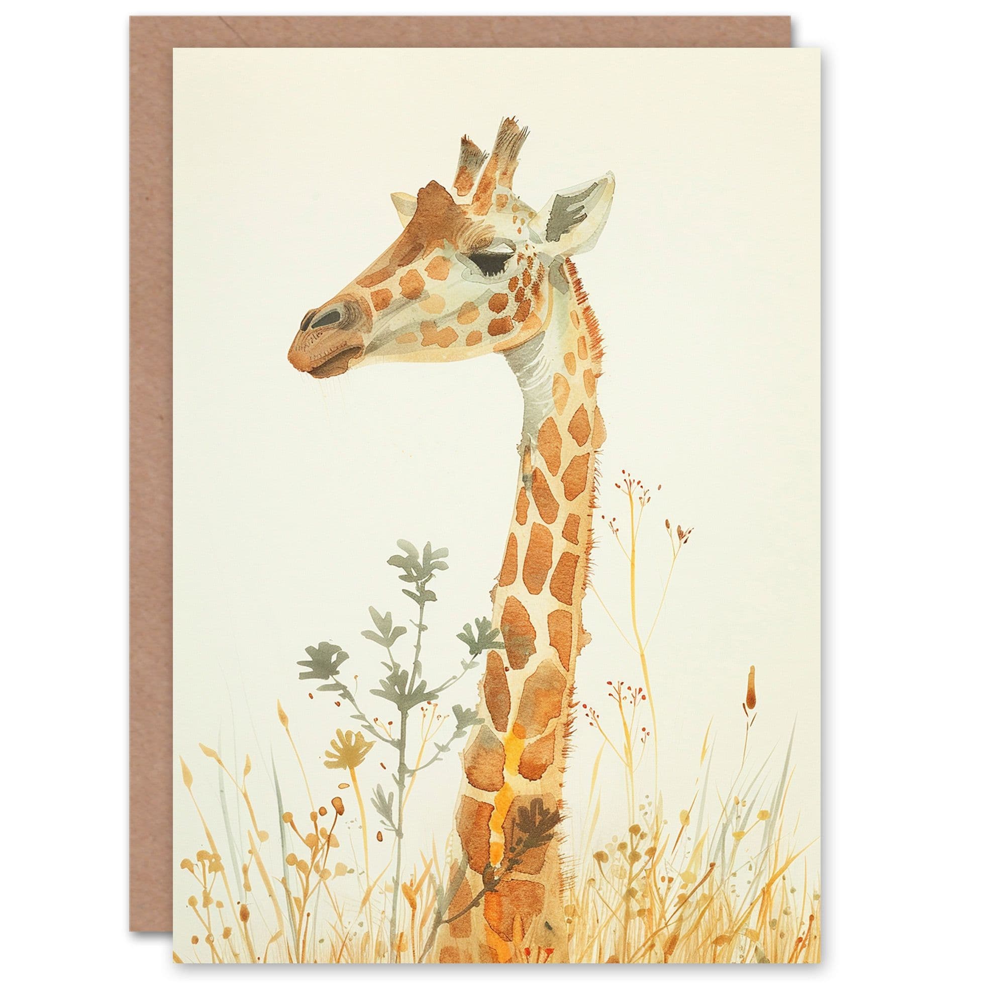 Birthday Card Soft Watercolour Giraffe Head Jungle Son Daughter Happy Card