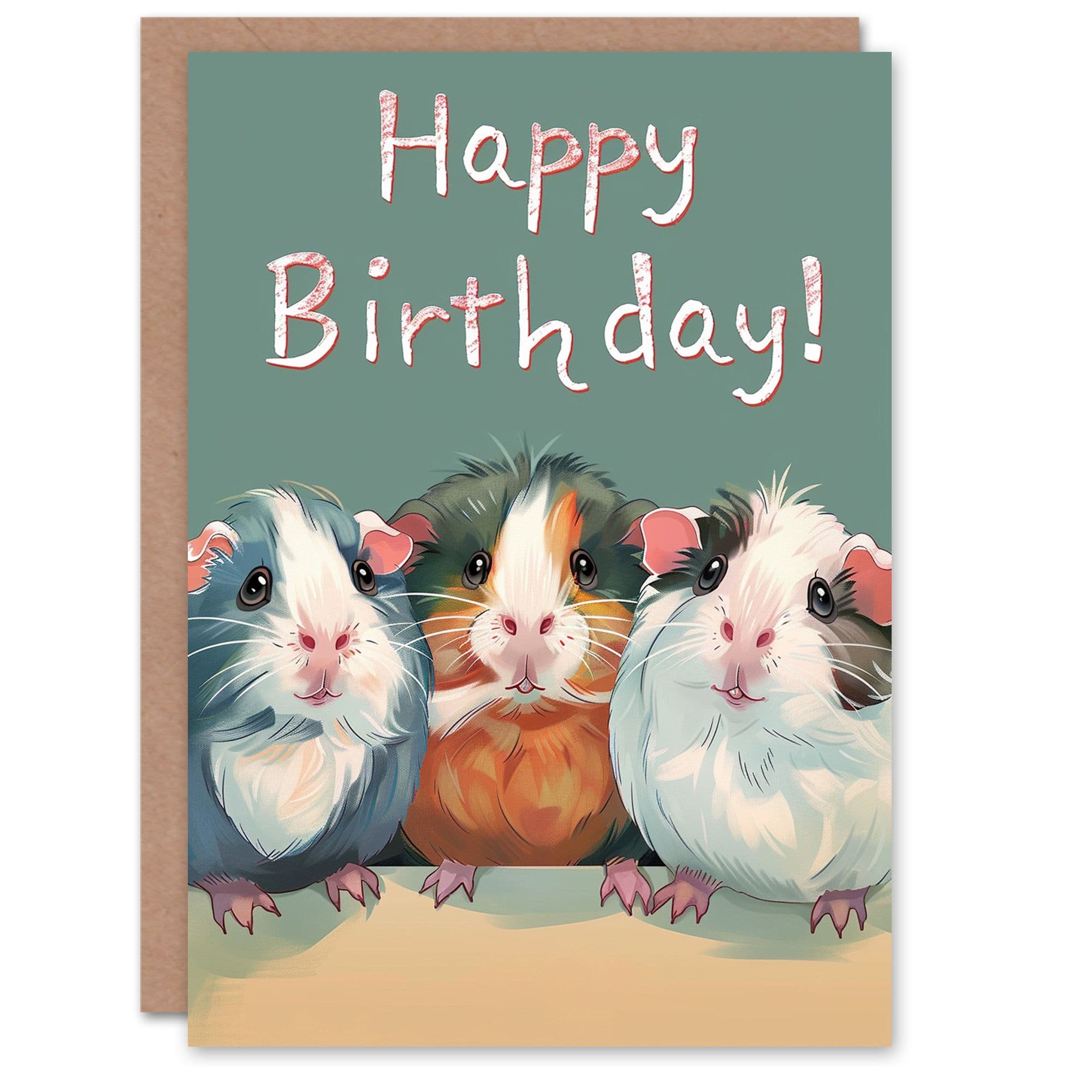 Birthday Card Three Cute Guinea Pig Pet Animals Son Daughter Happy Card