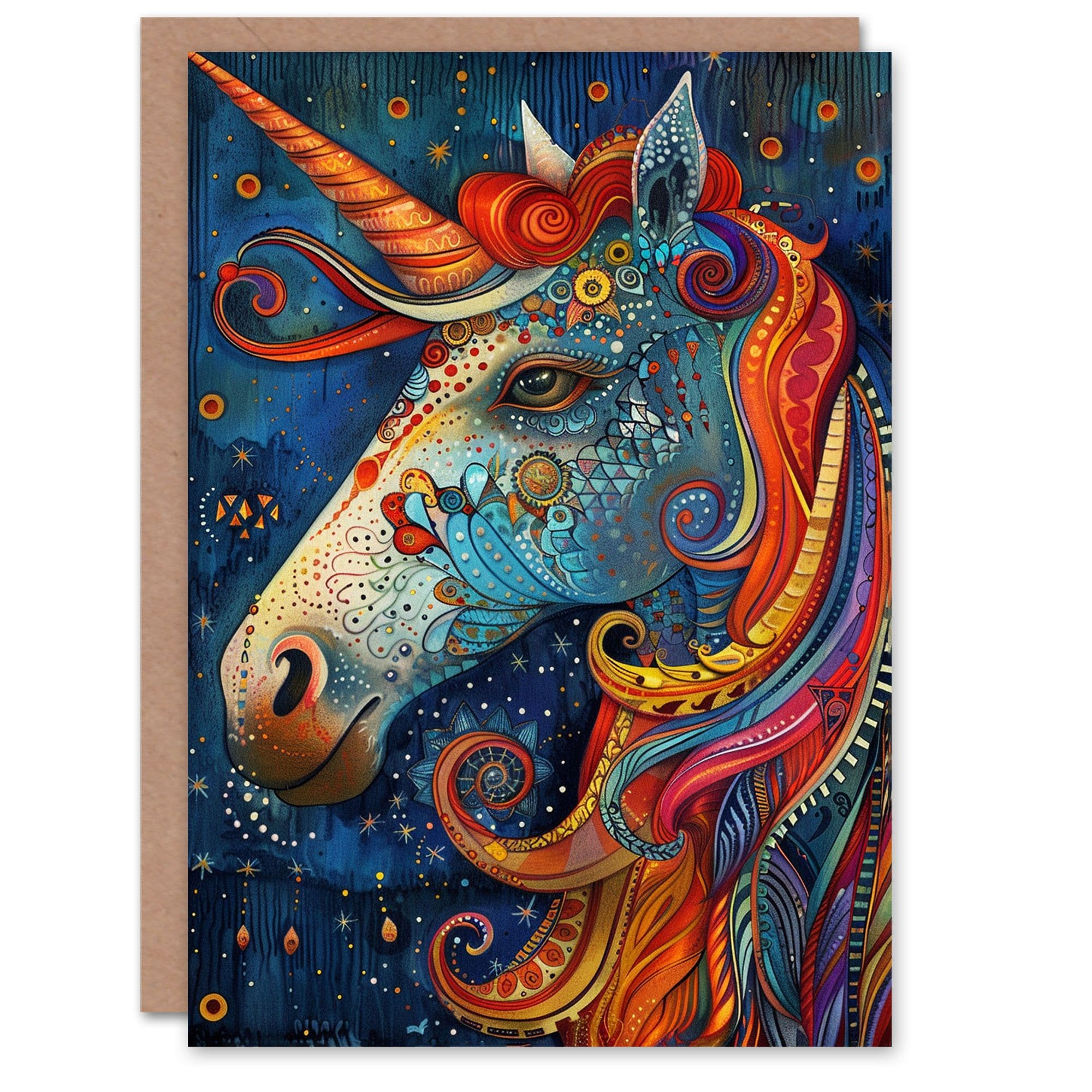 Birthday Card Magical Unicorn Colourful Mane Patterns For Son Daughter Girl Boy Kids Happy Card