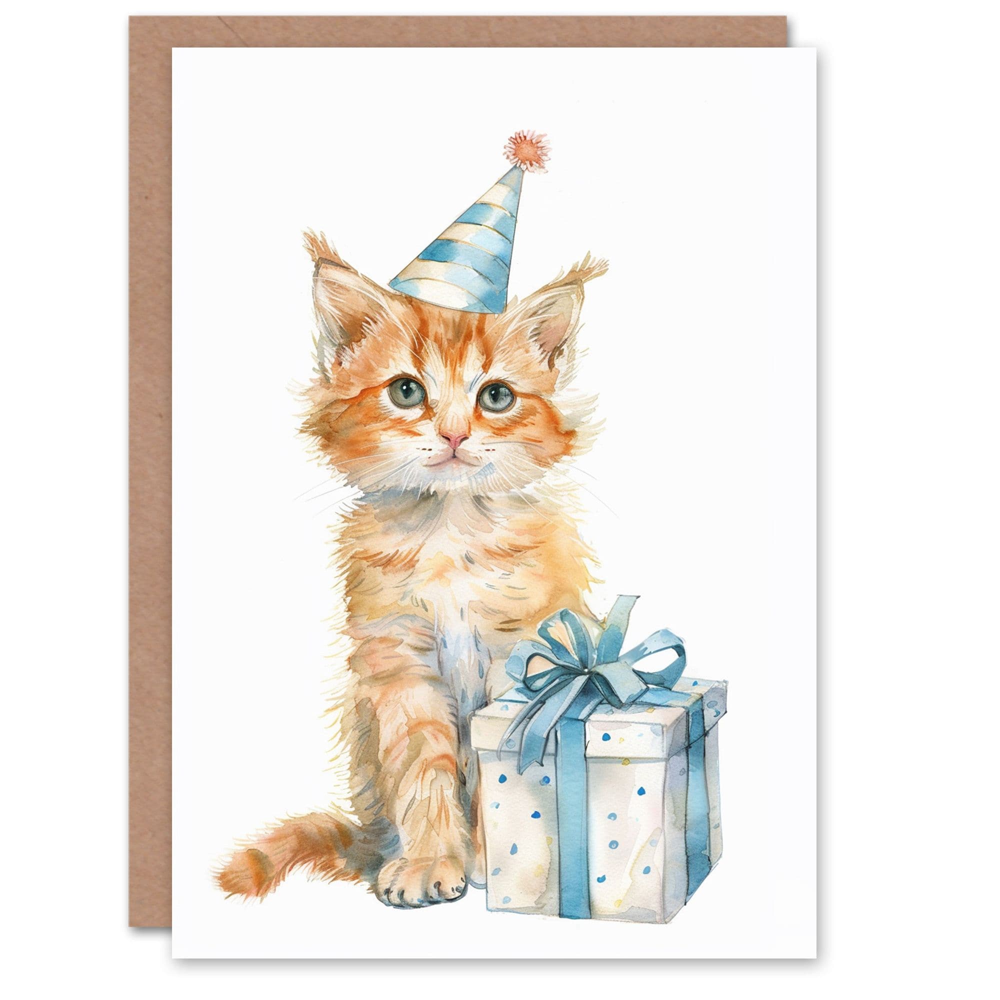Birthday Card Cute Kitten Baby Cat Pet Party Hat For Son Daughter Girl Boy Kids Happy Card