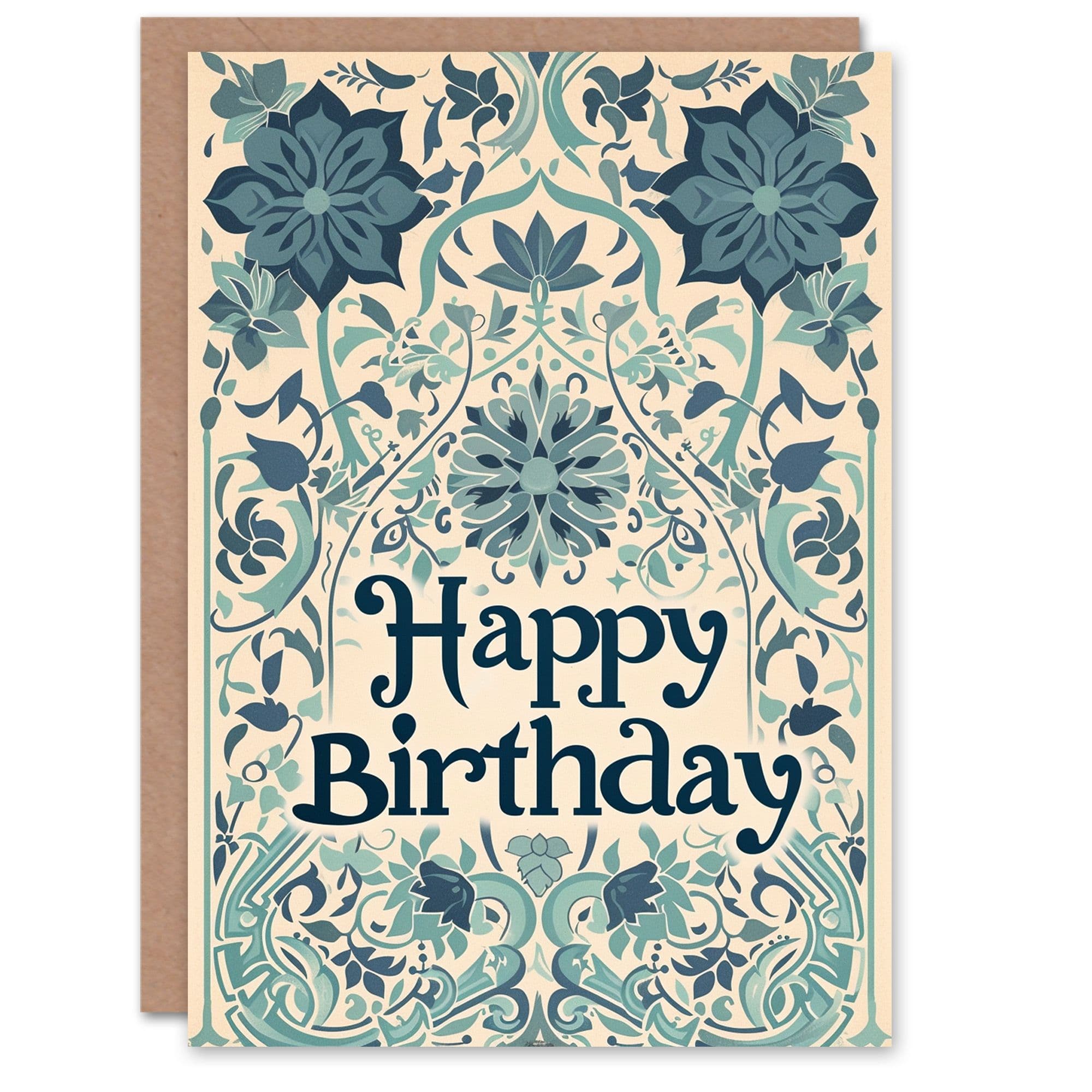 Birthday Card Arabesque Flower Pattern Floral Design Her Gran Sister Niece Daughter Wife Greeting Card