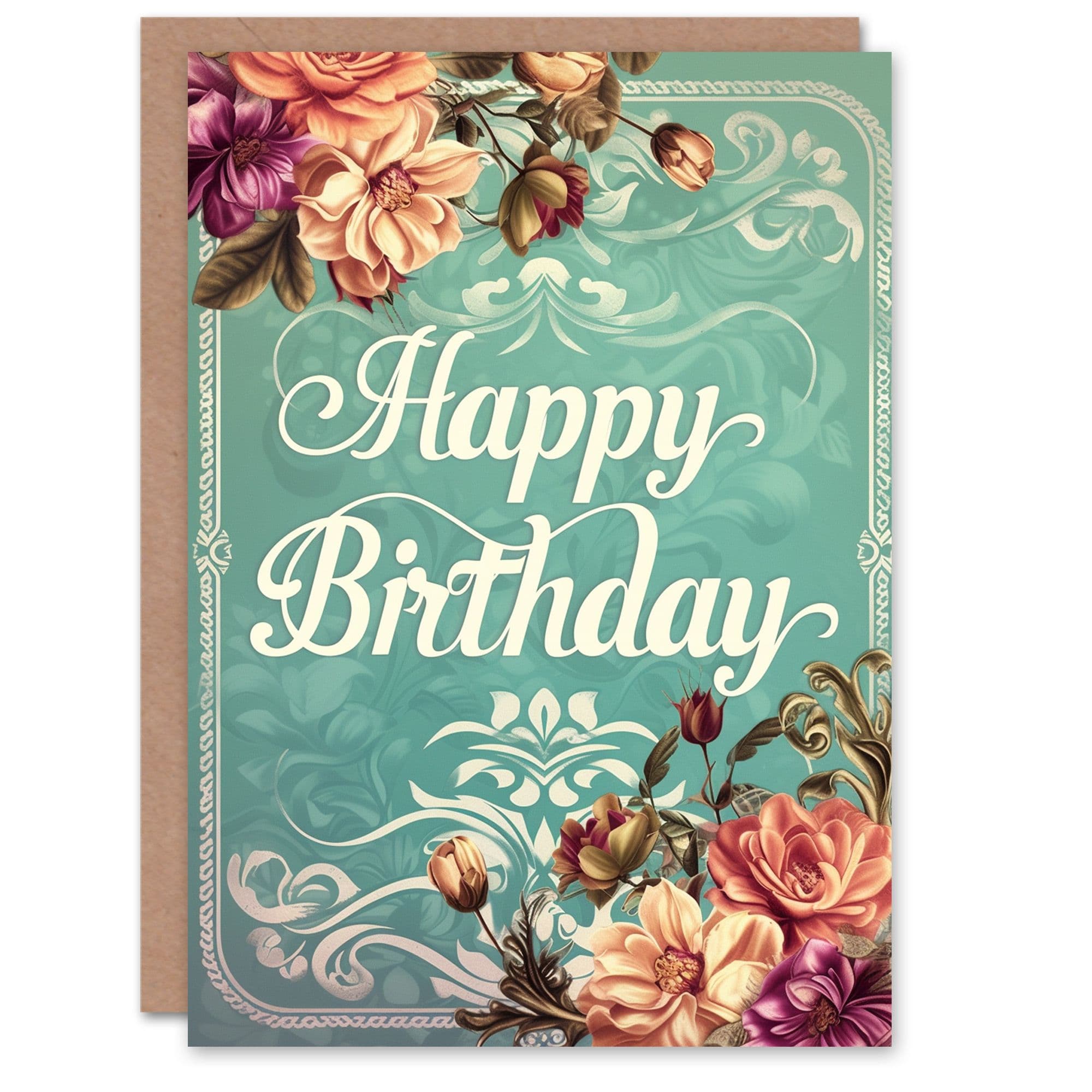 Birthday Card Gardenia Flower Blooms Floral Design Her Gran Sister Niece Daughter Wife Greeting Card
