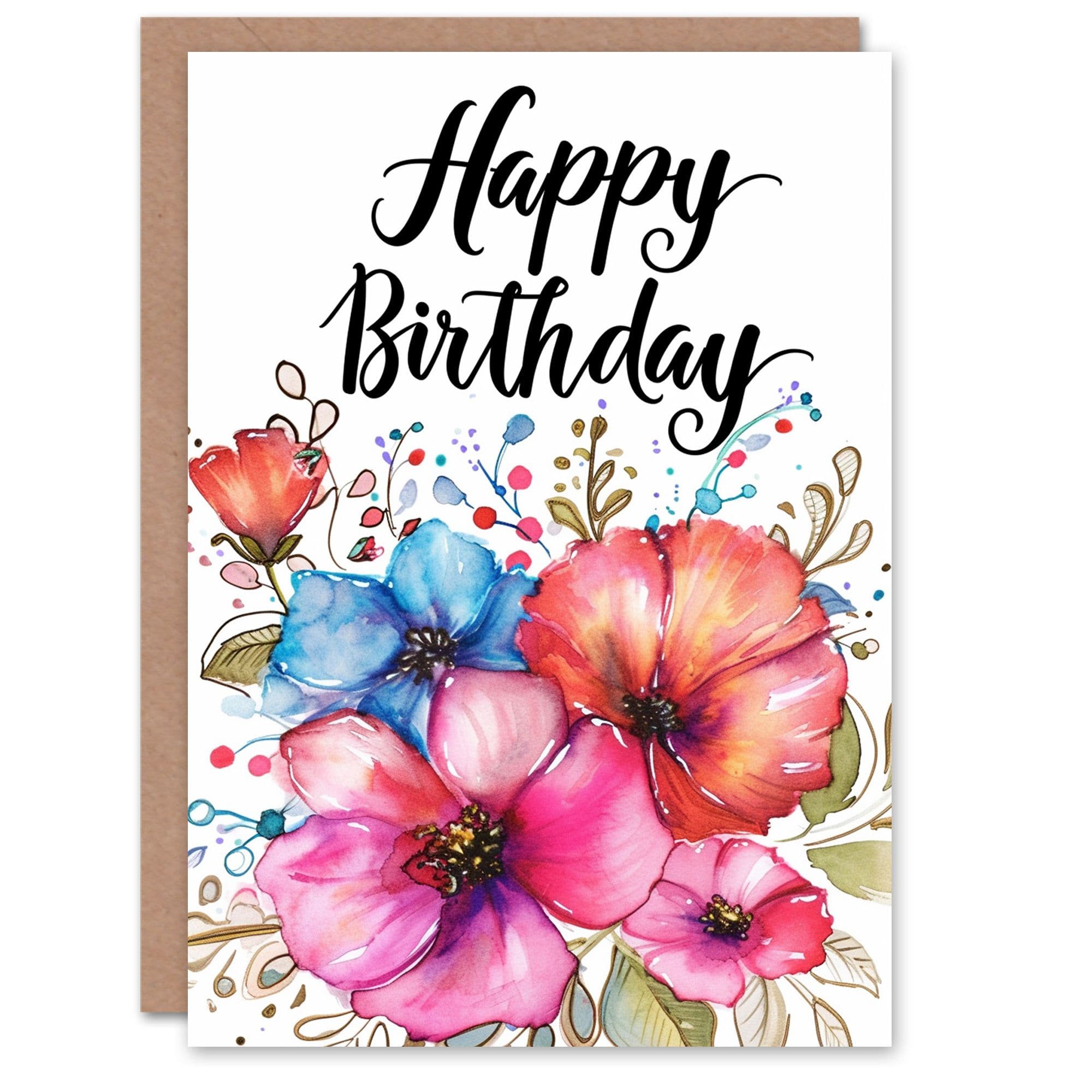 Birthday Card Floral Watercolour Flower Bouquet Her Gran Sister Niece Daughter Wife Greeting Card