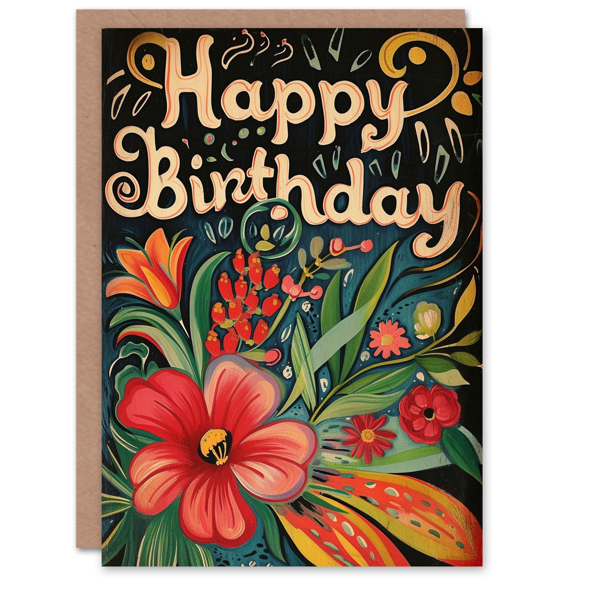 Birthday Card Floral Painting Tropical Flower Bouquet For Her Gran Sister Niece Daughter Wife Greeting Card