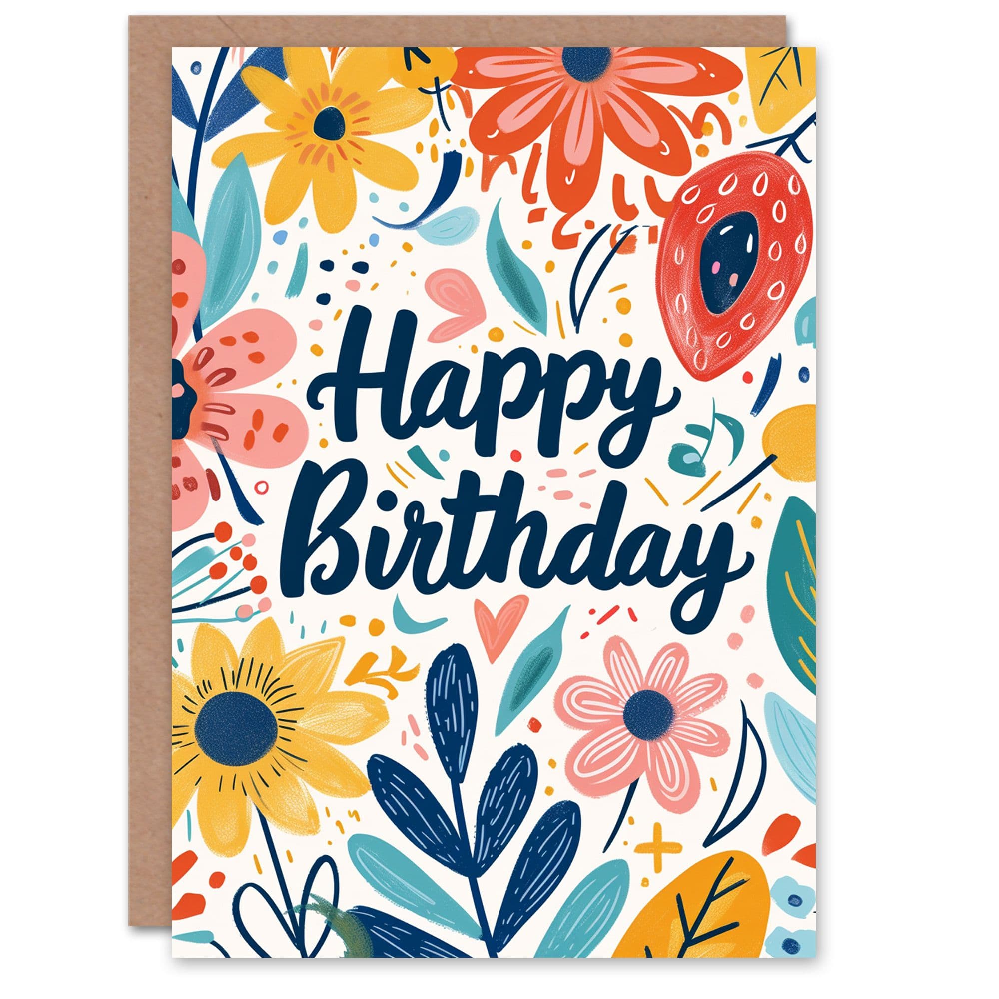 Birthday Card Bright Floral Boho Flower Pattern For Her Gran Sister Niece Daughter Wife Greeting Card