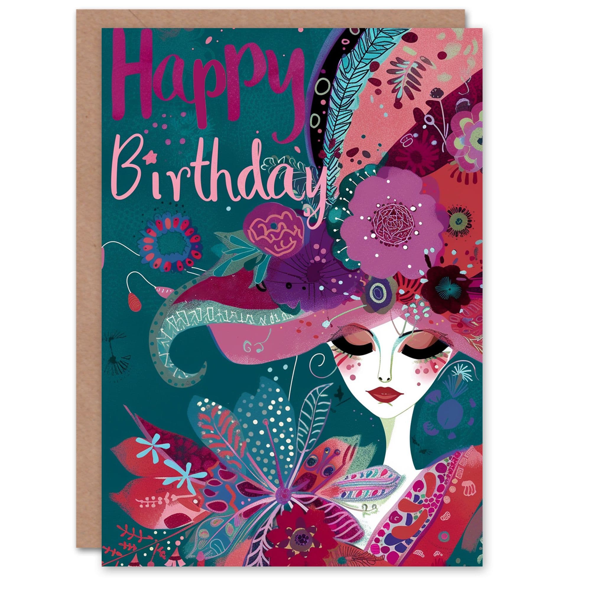 Birthday Card Floral Spring Fashion Patterns For Her Gran Sister Niece Daughter Wife Greeting Card