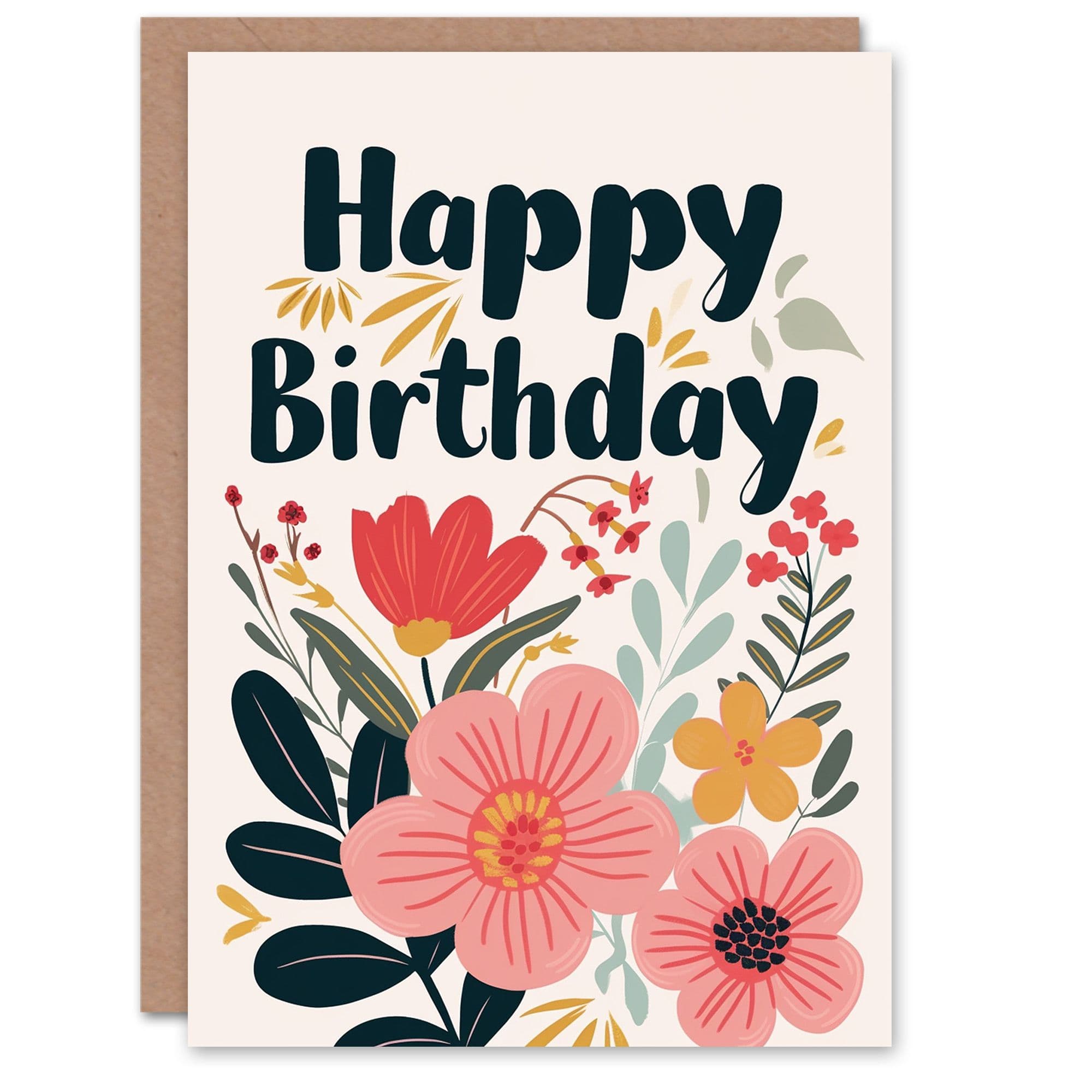 Birthday Card Bright Boho Flowers Floral For Her Gran Sister Niece Daughter Wife Greeting Card