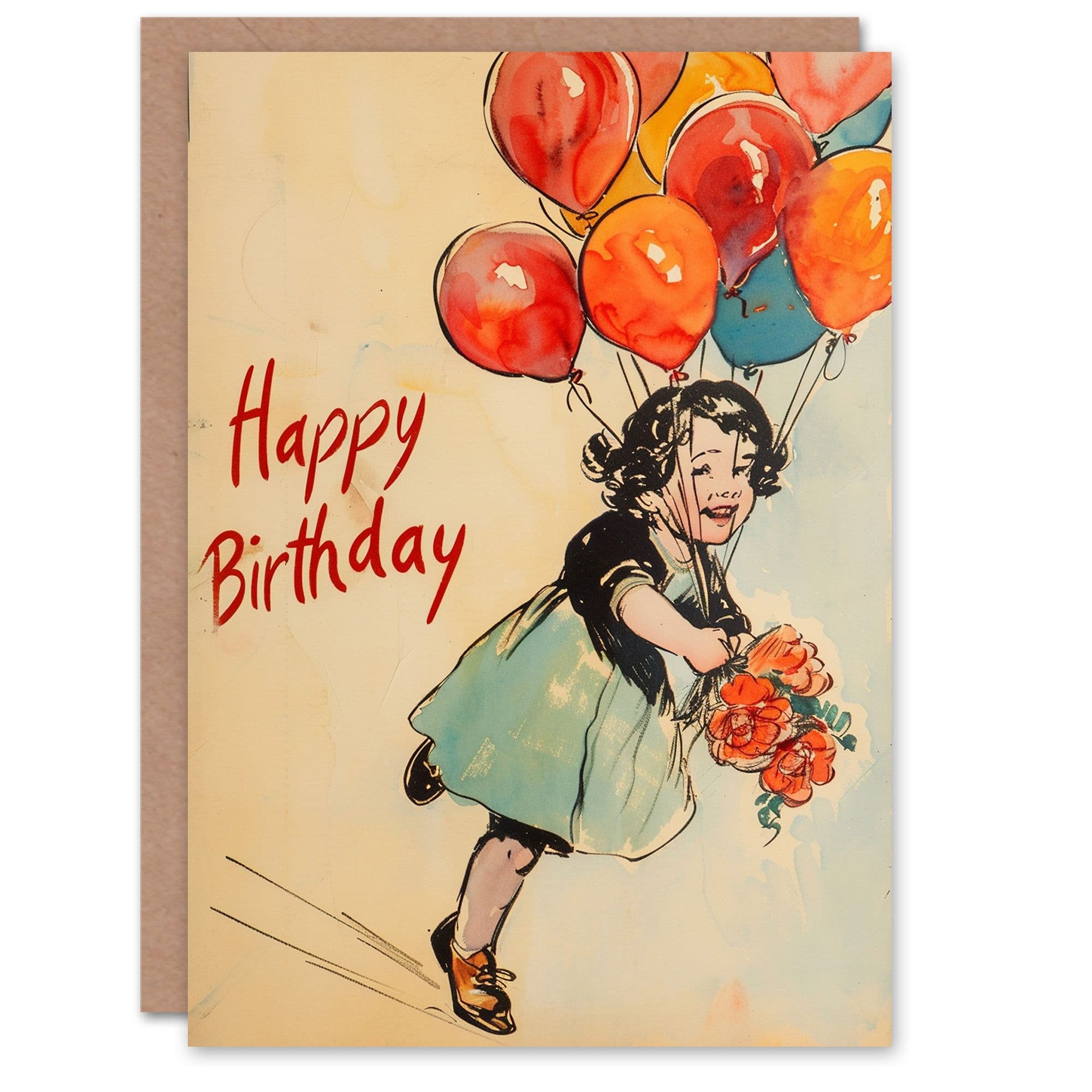 Birthday Card Happy Balloons Flower Bouquet Her Gran Sister Niece Daughter Wife Greeting Card
