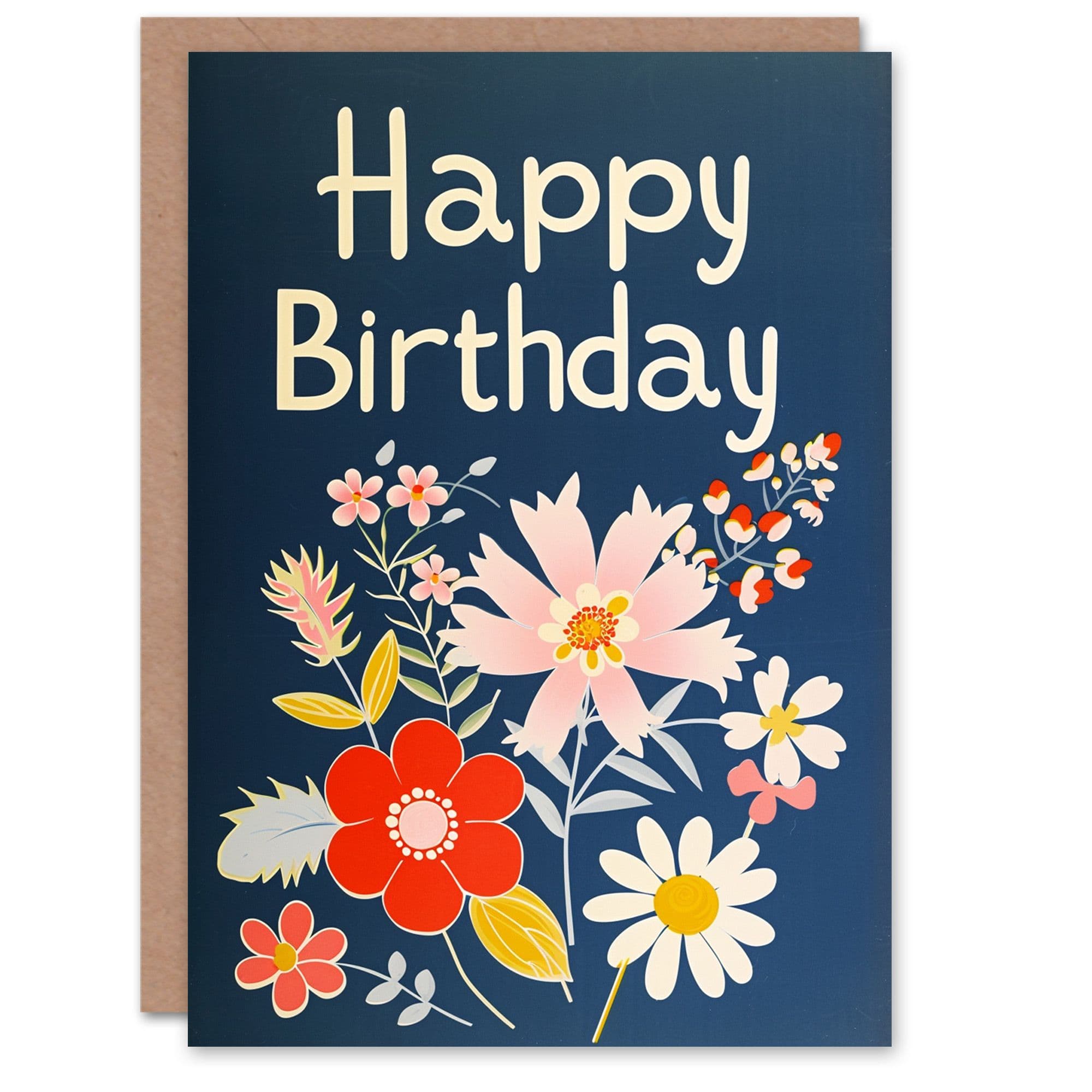 Birthday Card Spring Flower Blooms Floral Design Her Gran Sister Niece Daughter Wife Greeting Card