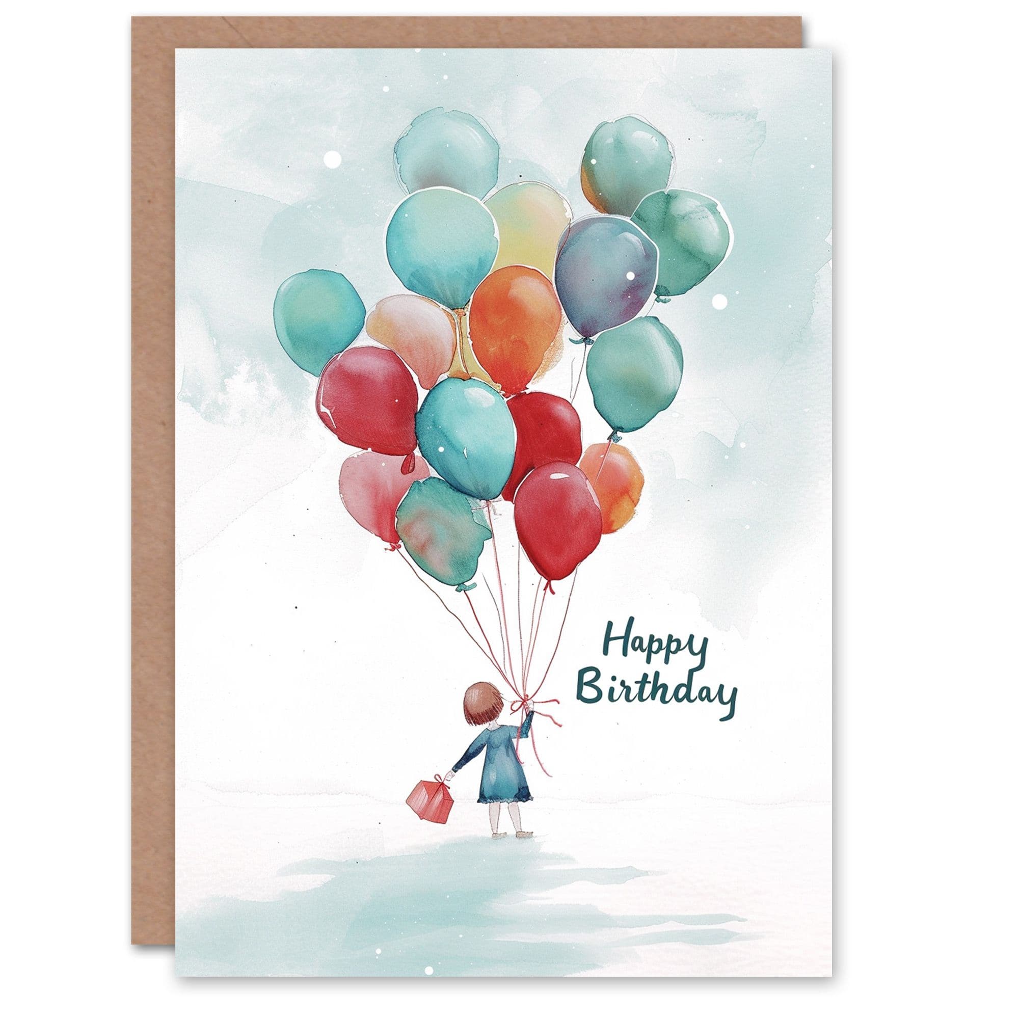 Birthday Card Little Balloon Bundle Watercolour Her Gran Sister Niece Daughter Wife Greeting Card