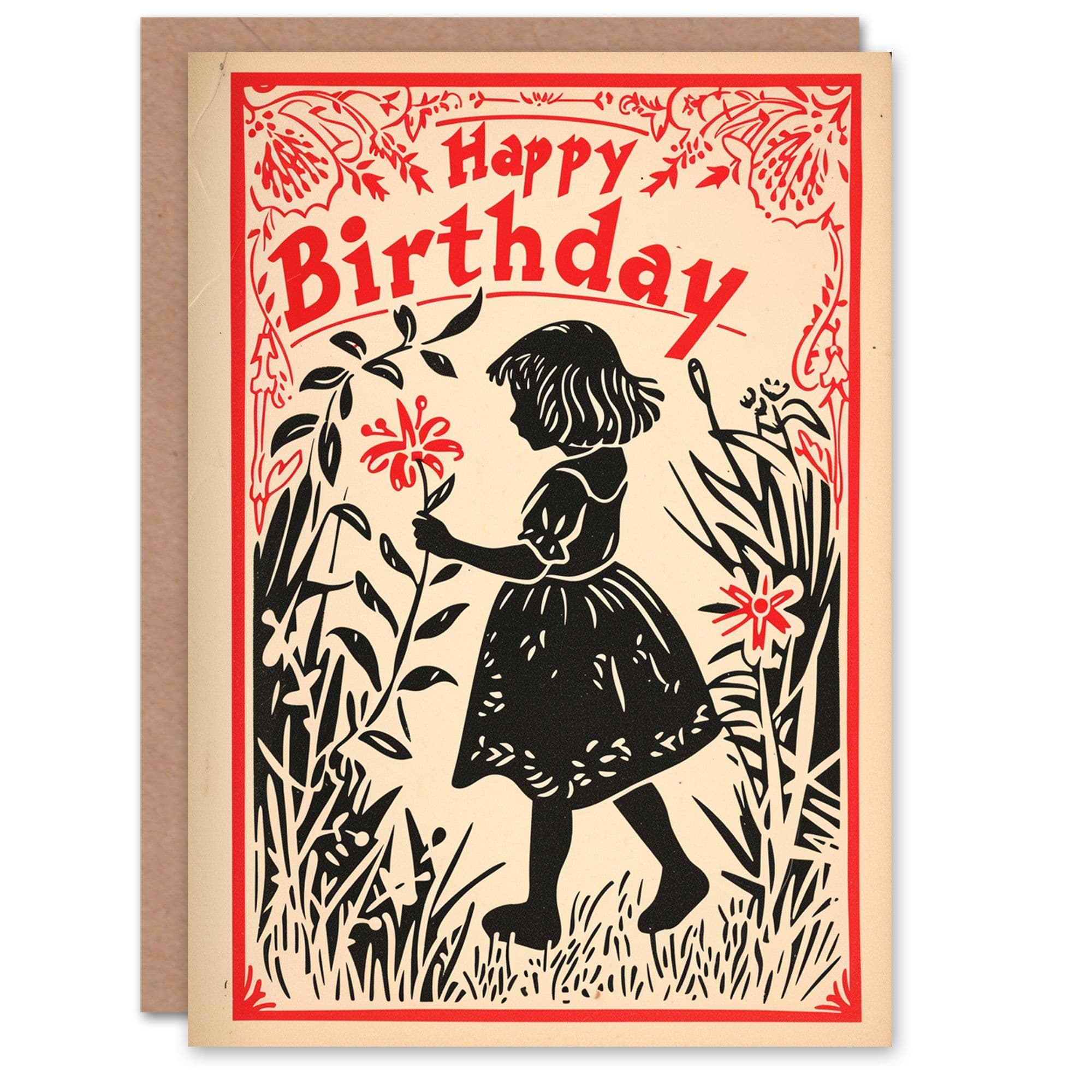 Birthday Card Flower Meadow Vintage Style Her Gran Sister Niece Daughter Wife Greeting Card