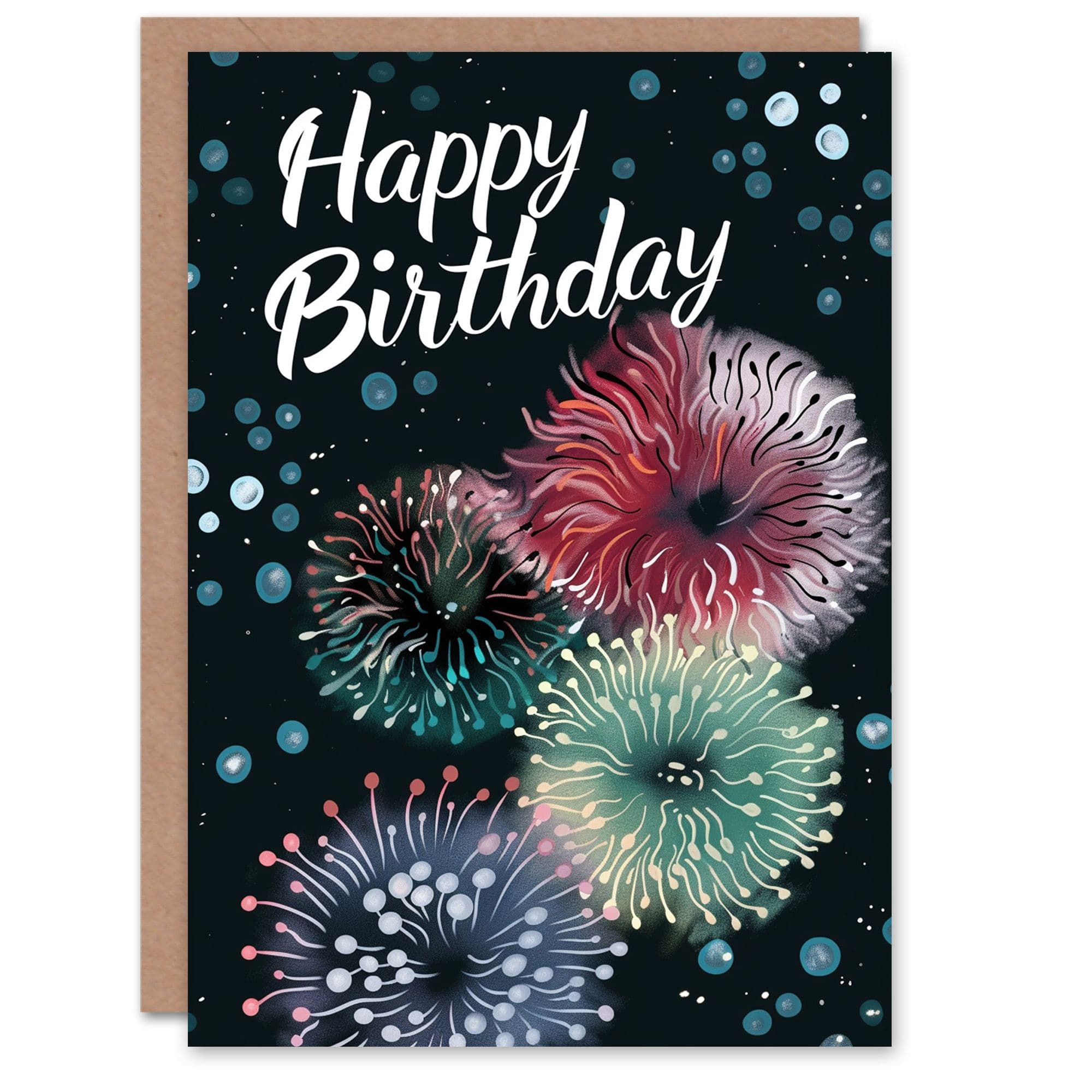 Birthday Card Festive Fireworks Celebration Painting For Her Gran Sister Niece Daughter Wife Greeting Card