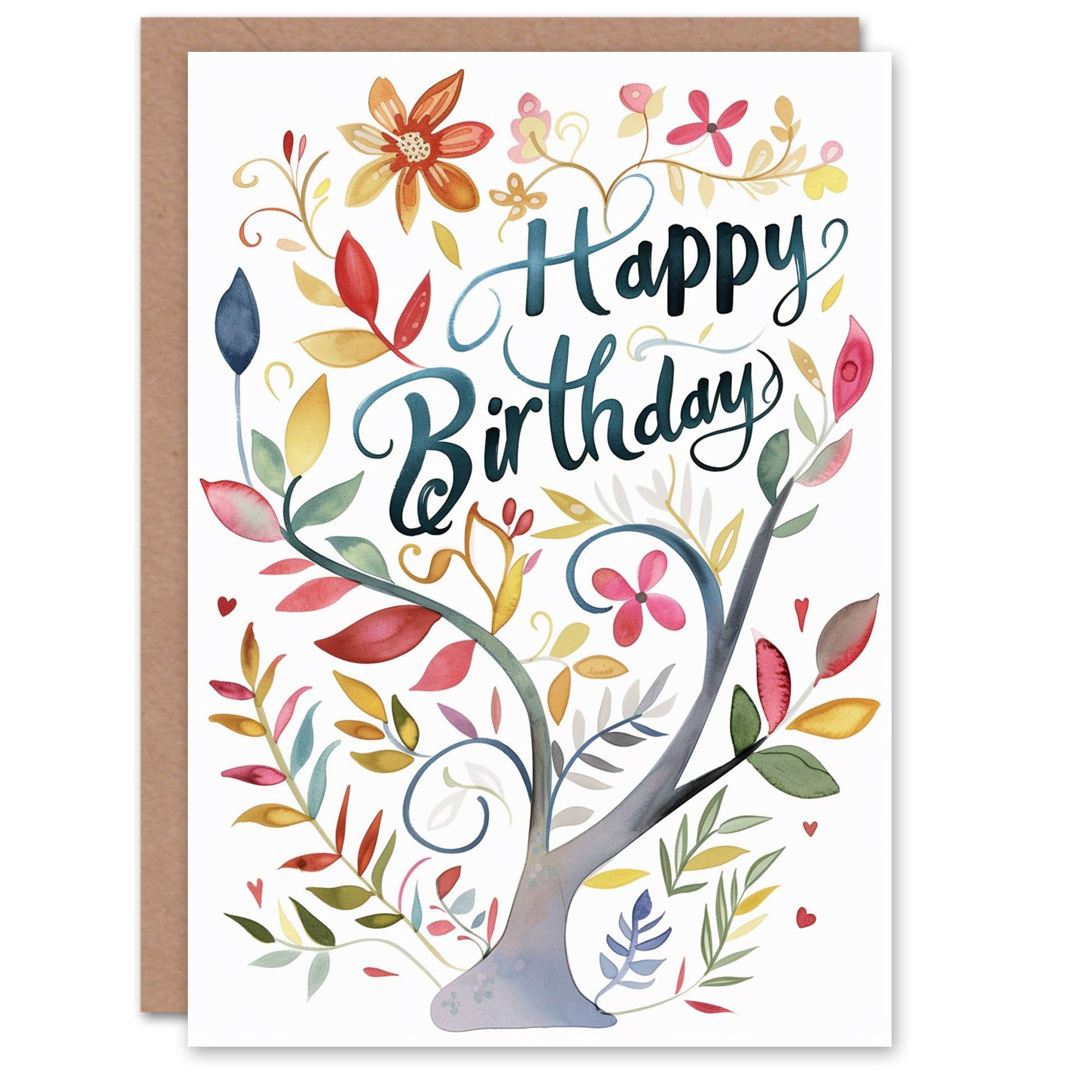 Birthday Card Flower Blooming Tree Watercolour For Her Gran Sister Niece Daughter Wife Greeting Card