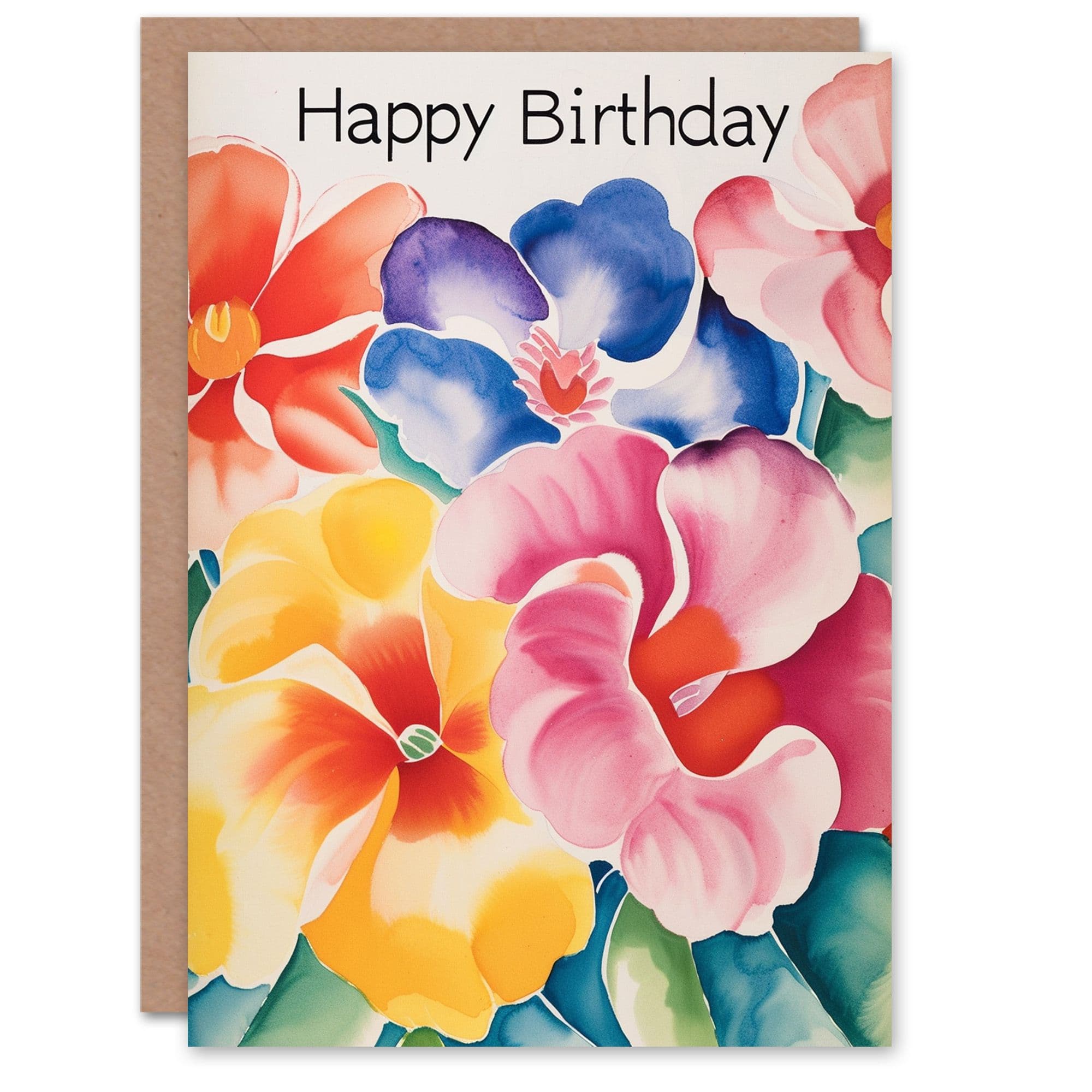 Birthday Card Begonia Flowers Bright Floral Watercolour For Her Gran Sister Niece Daughter Wife Greeting Card