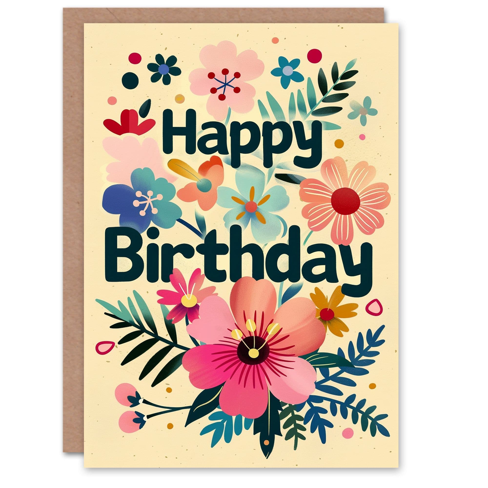 Birthday Card Colourful Flower Blooms Floral Design Her Gran Sister Niece Daughter Wife Greeting Card