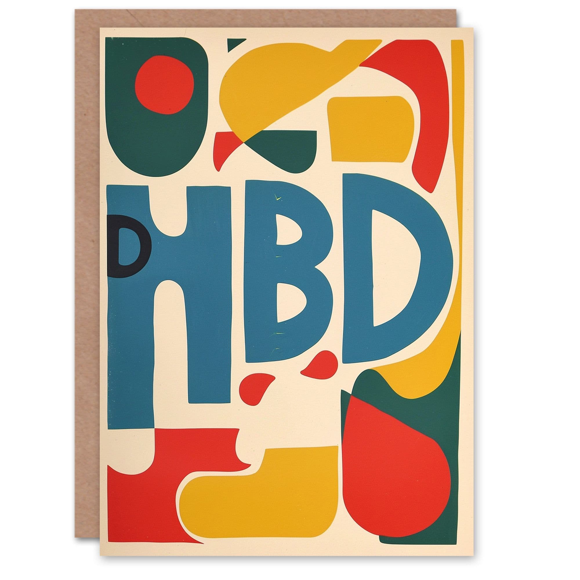 Birthday Card HBD Abstract Pastel Bauhaus Design Her Gran Sister Niece Daughter Wife Greeting Card