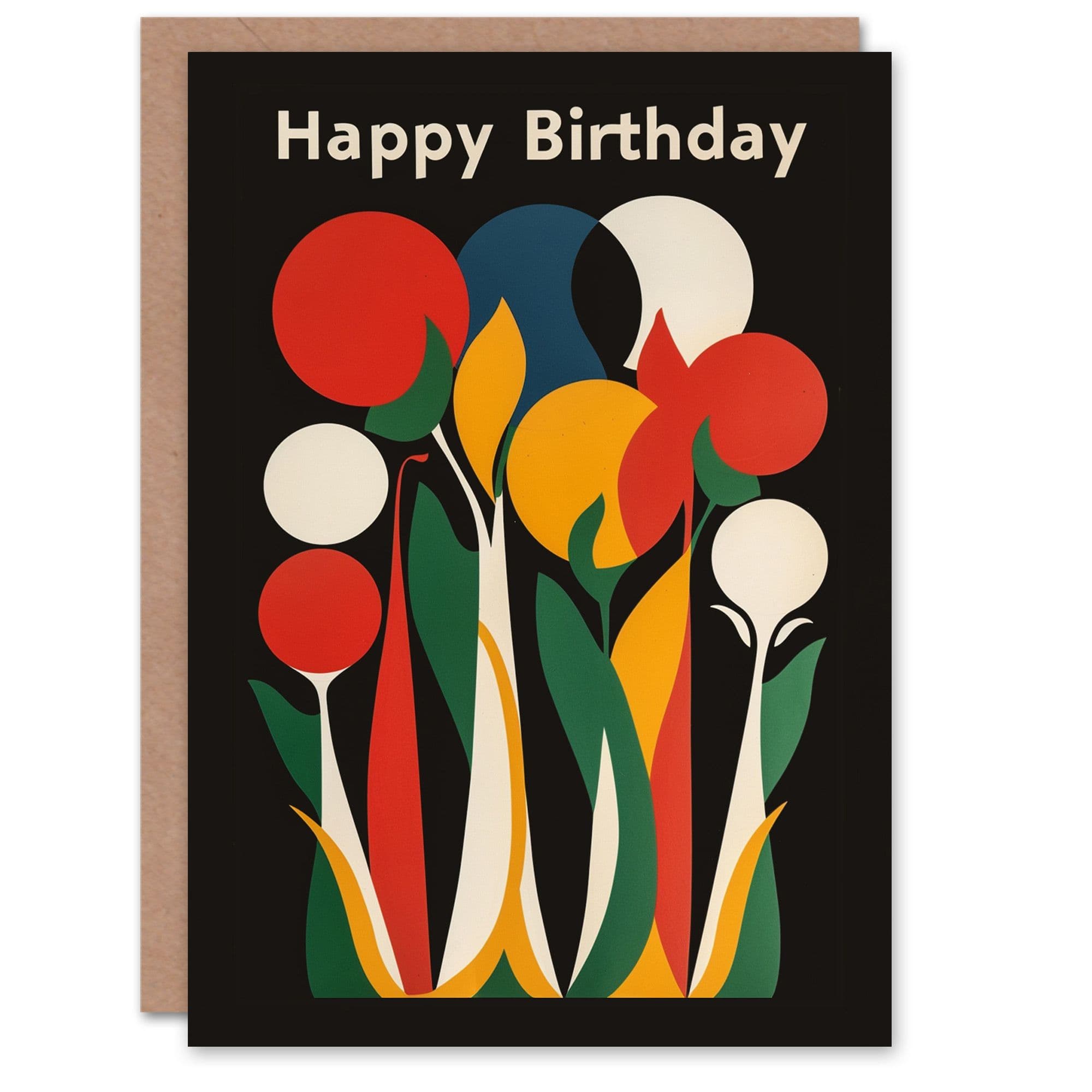 Birthday Card Modern Bauhaus Flower Plant Design For Her Gran Sister Niece Daughter Wife Greeting Card