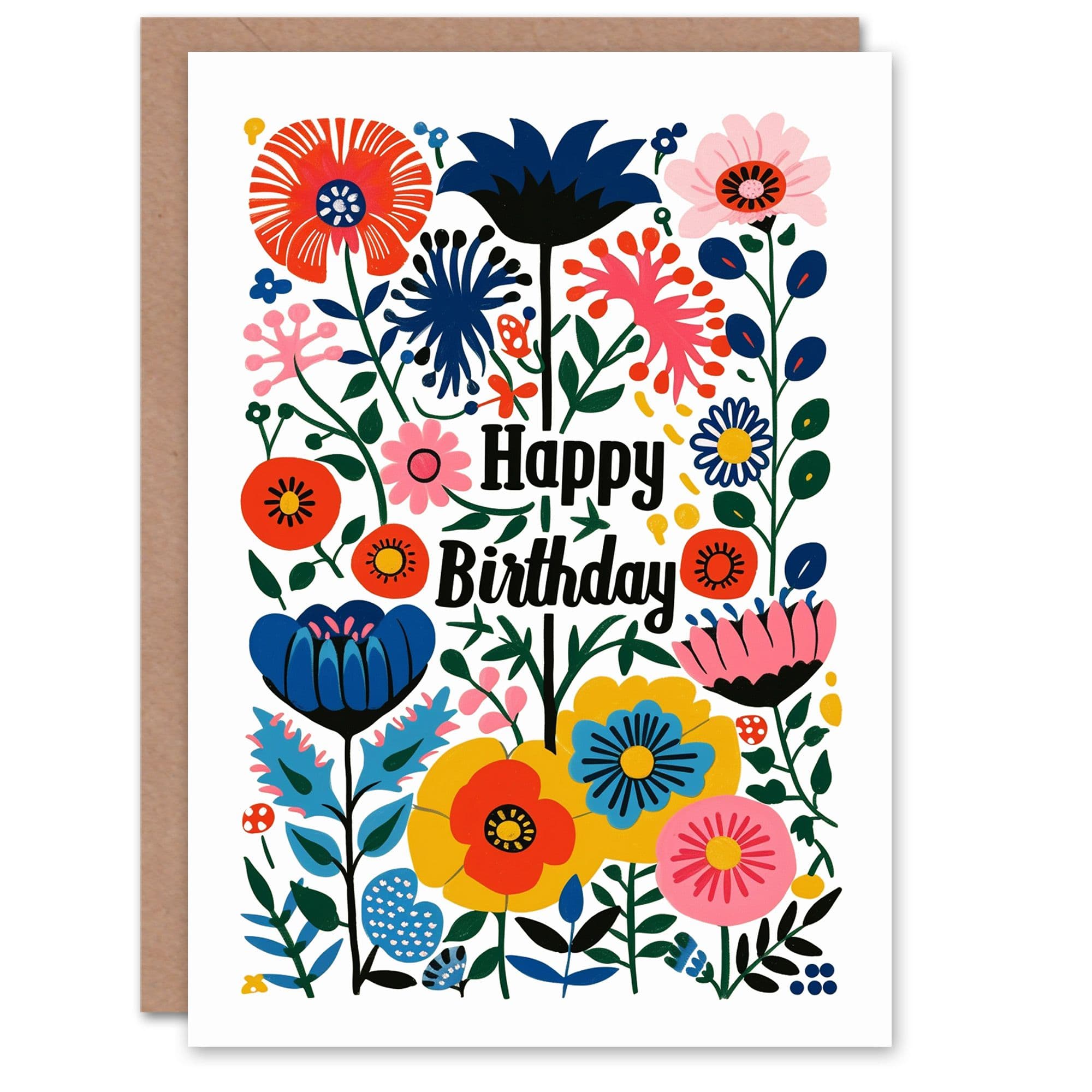 Birthday Card Flower Pattern Bright Floral Design For Her Gran Sister Niece Daughter Wife Greeting Card