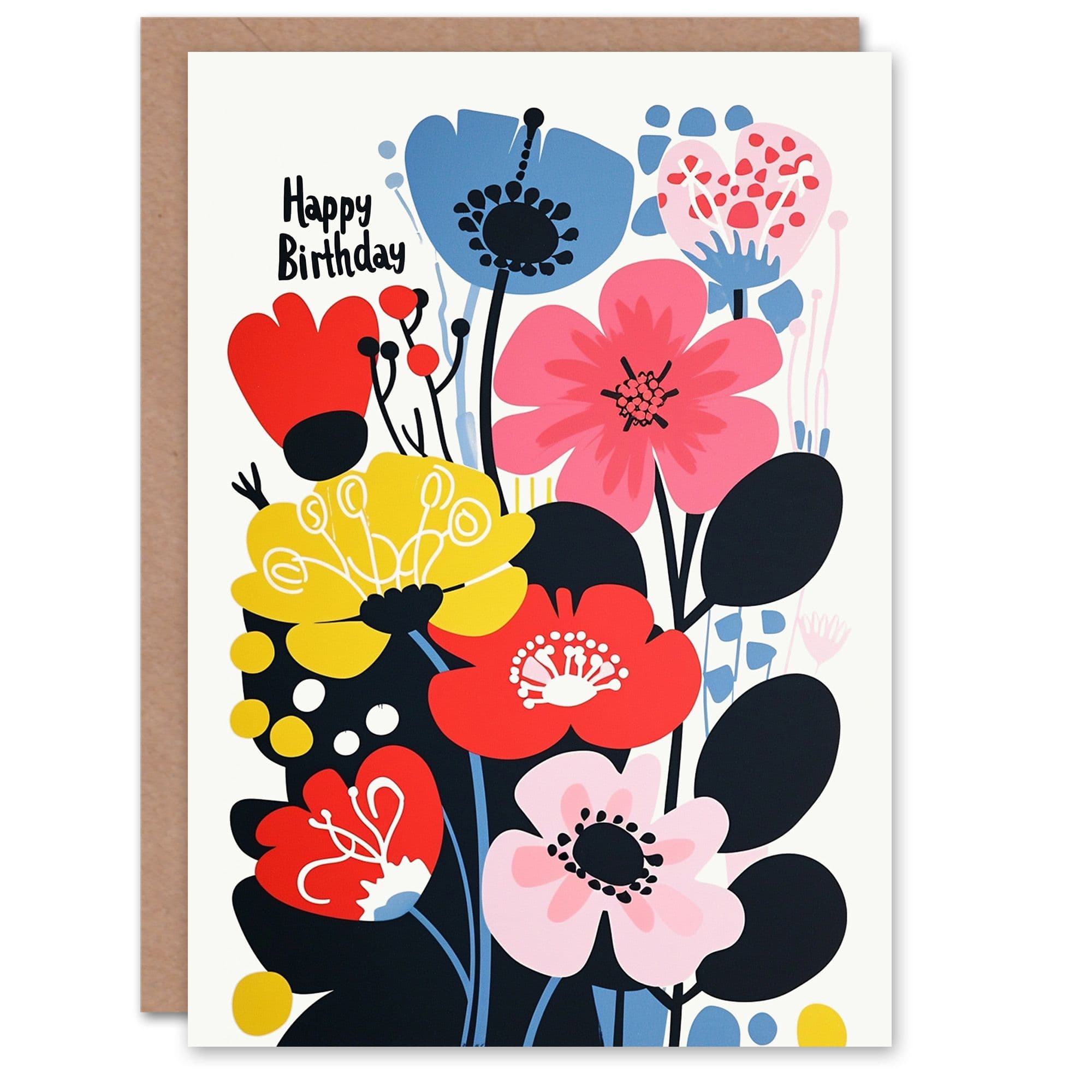 Birthday Card Abstract Spring Flowers Floral Painting For Her Gran Sister Niece Daughter Wife Greeting Card