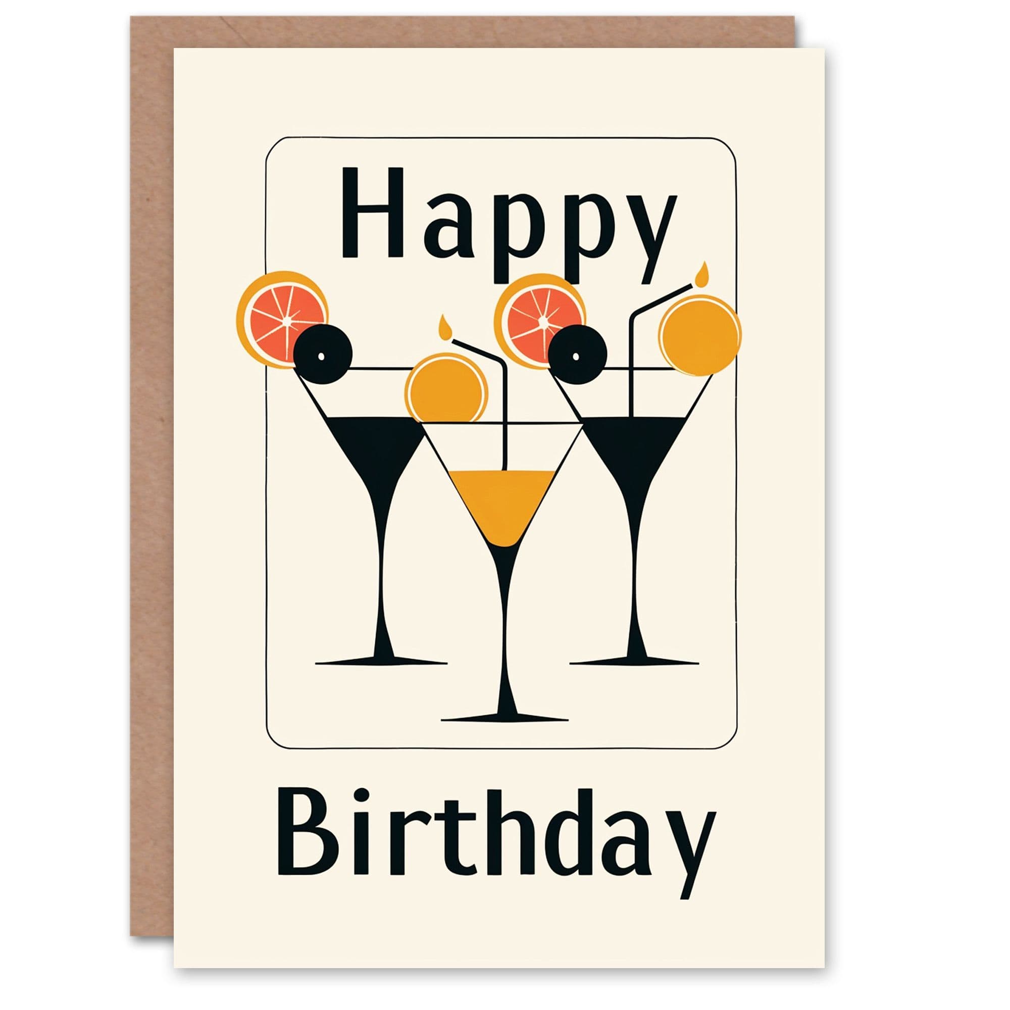 Birthday Card Cocktail Drinks Minimalism Her Gran Sister Niece Daughter Wife Greeting Card