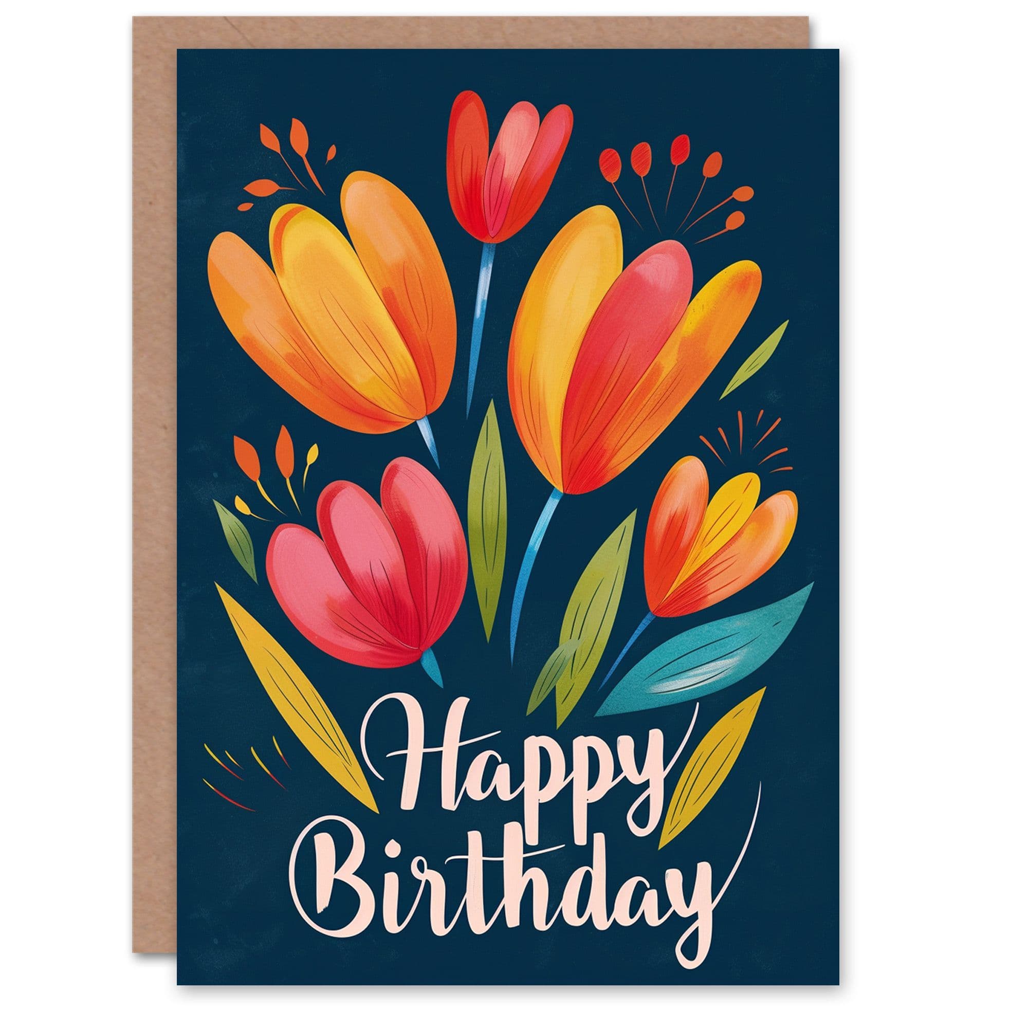 Birthday Card Colourful Tulip Flowers Her Gran Sister Niece Daughter Wife Greeting Card