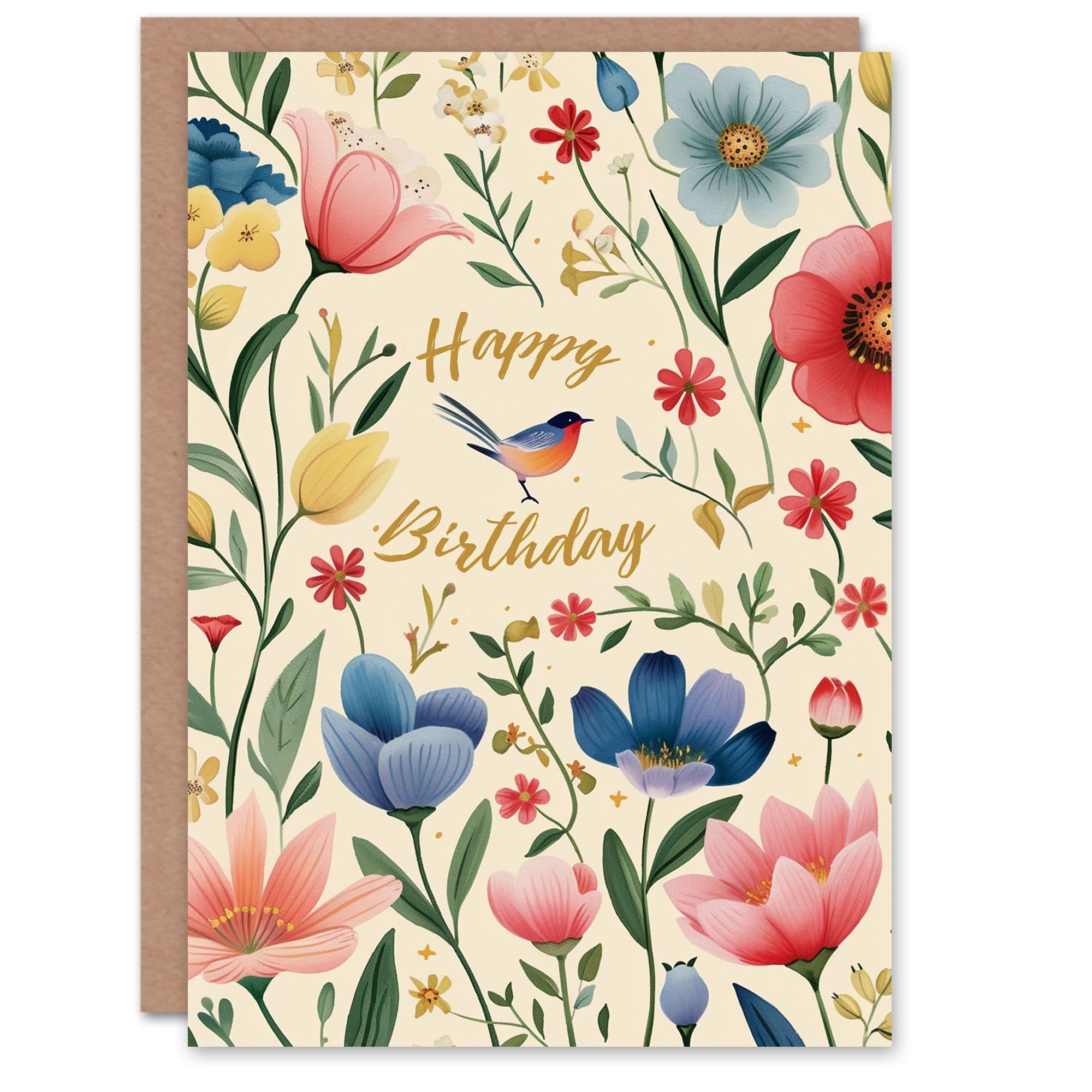 Birthday Card Flower Floral Pattern Botanical Her Gran Sister Niece Daughter Wife Greeting Card