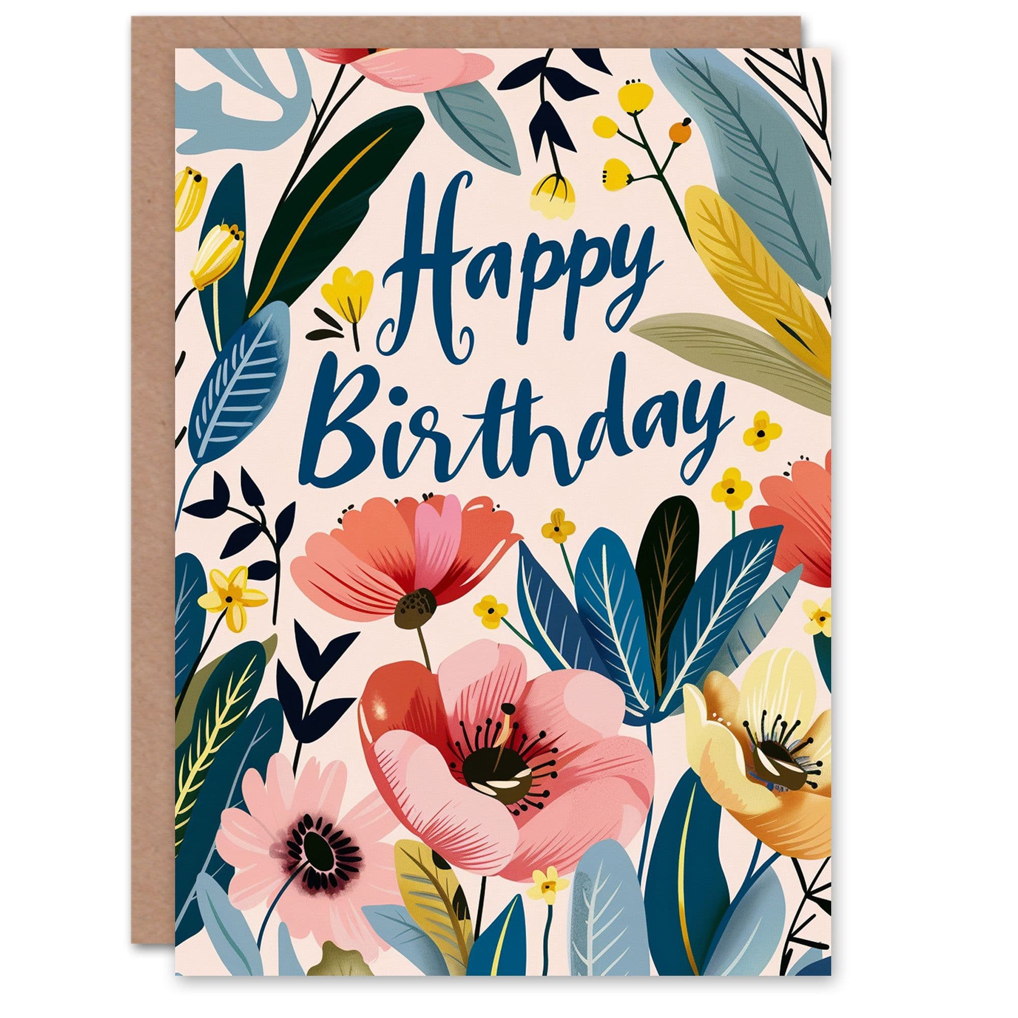 Birthday Card Wildflowers Plants Floral Flower For Her Gran Sister Niece Daughter Wife Greeting Card