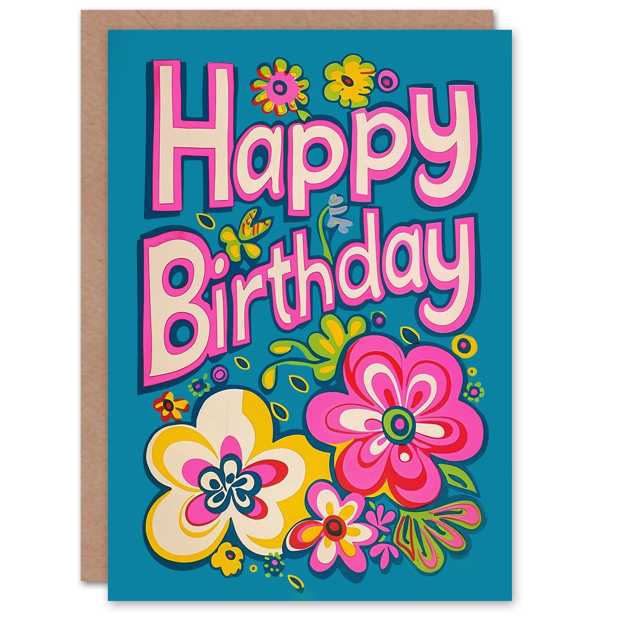 Birthday Card Vibrant Floral Design Flower Power Her Gran Sister Niece Daughter Wife Greeting Card