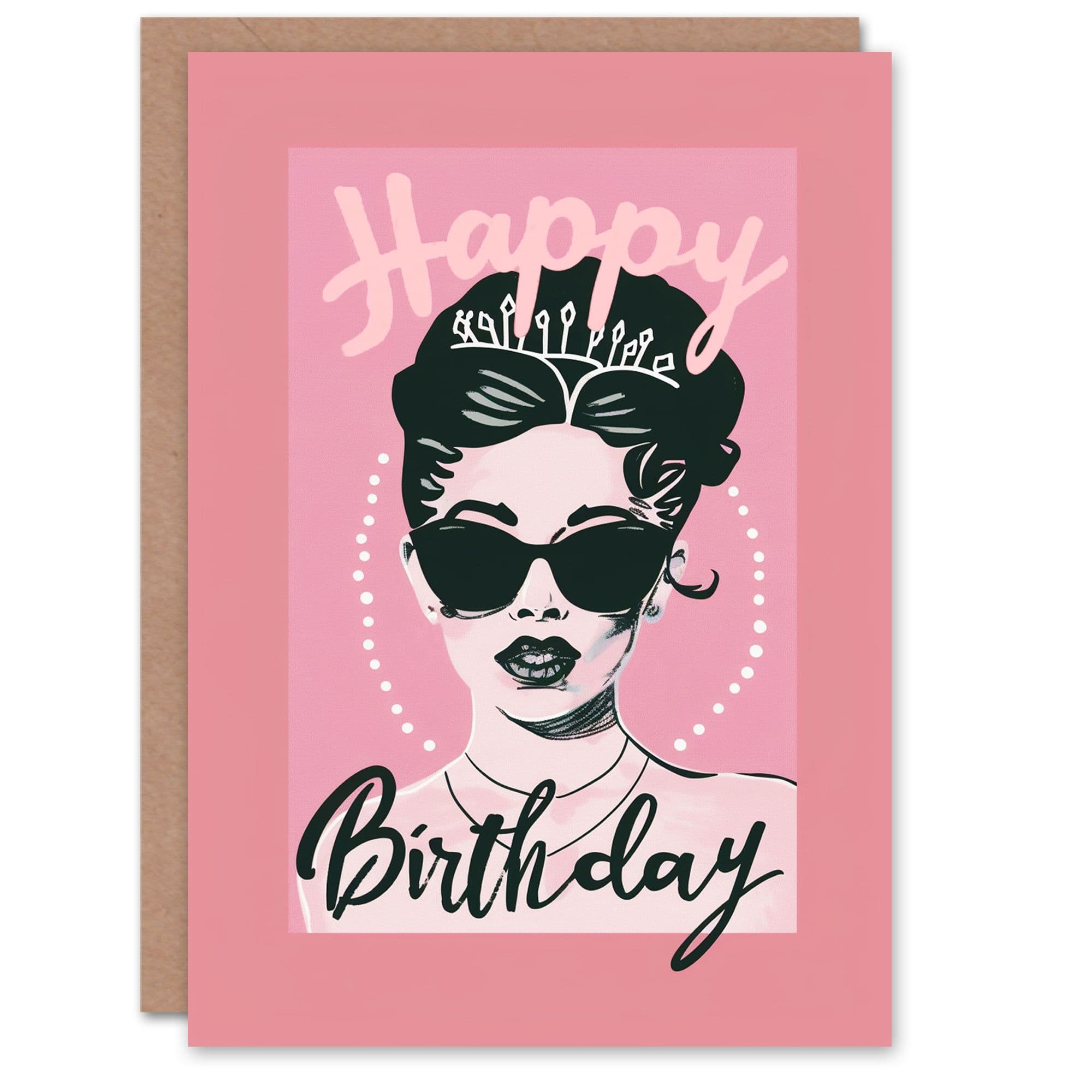 Birthday Card Tiara Sunglasses Portrait Her Gran Sister Niece Daughter Wife Greeting Card