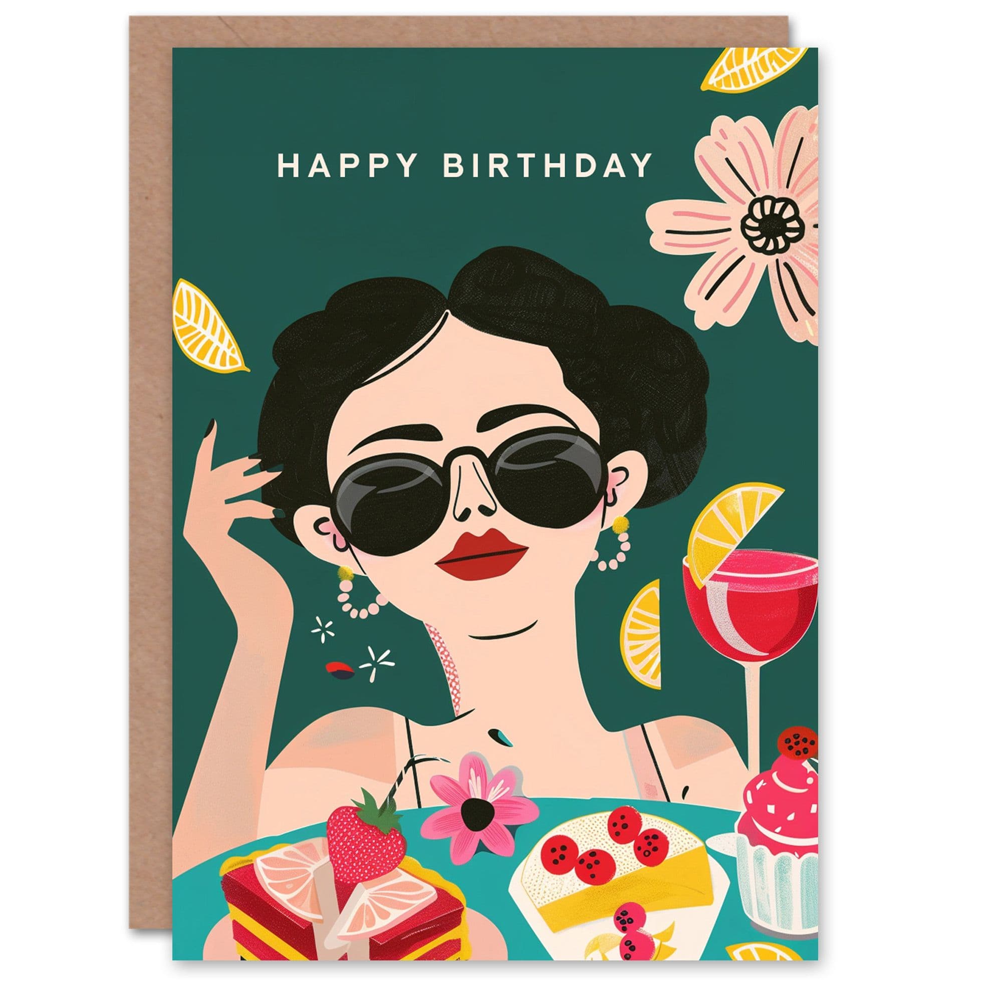 Birthday Card Cocktail Party Cake For Her Gran Sister Niece Daughter Wife Greeting Card