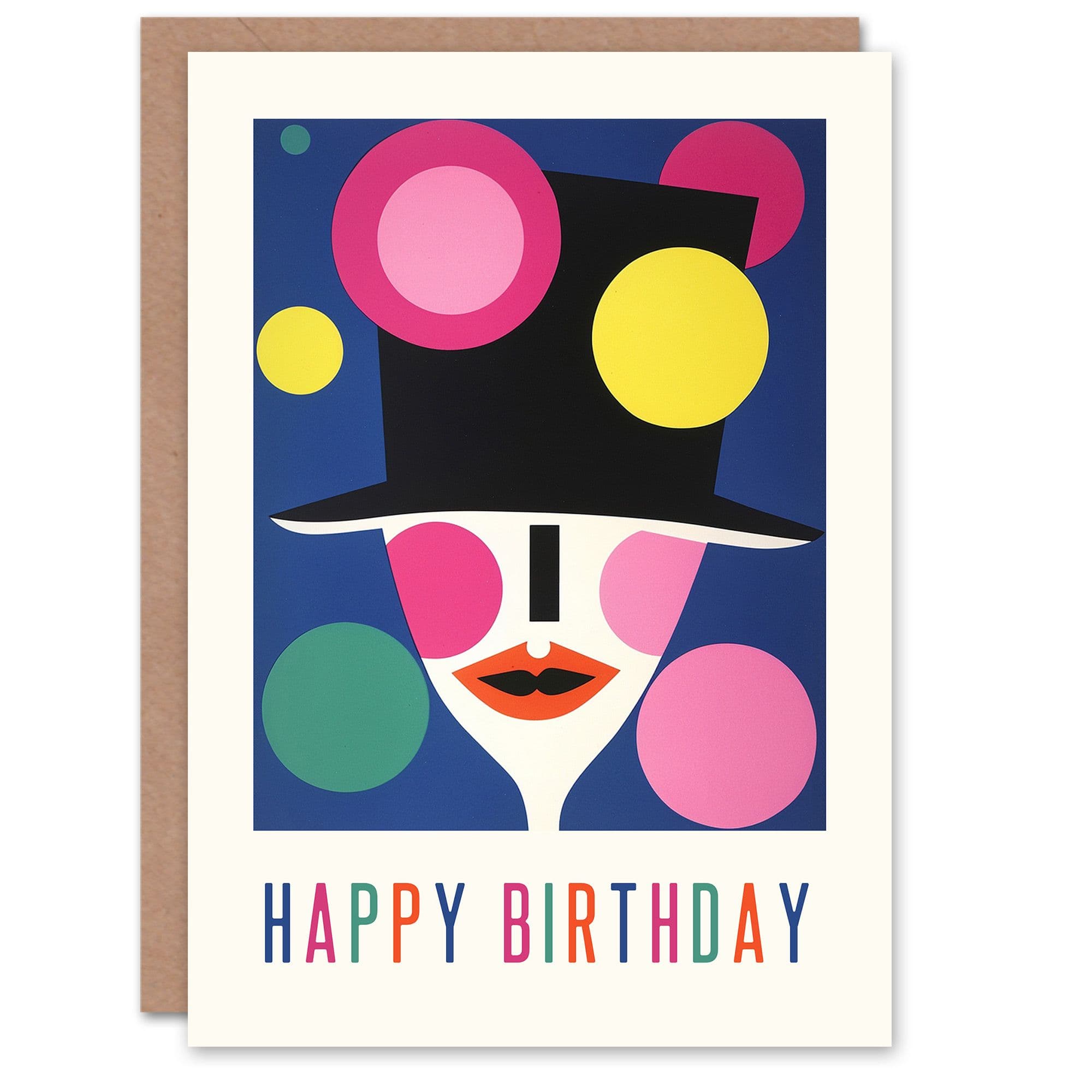 Birthday Card Modern Abstract Top Hat Portrait Her Gran Sister Niece Daughter Wife Greeting Card