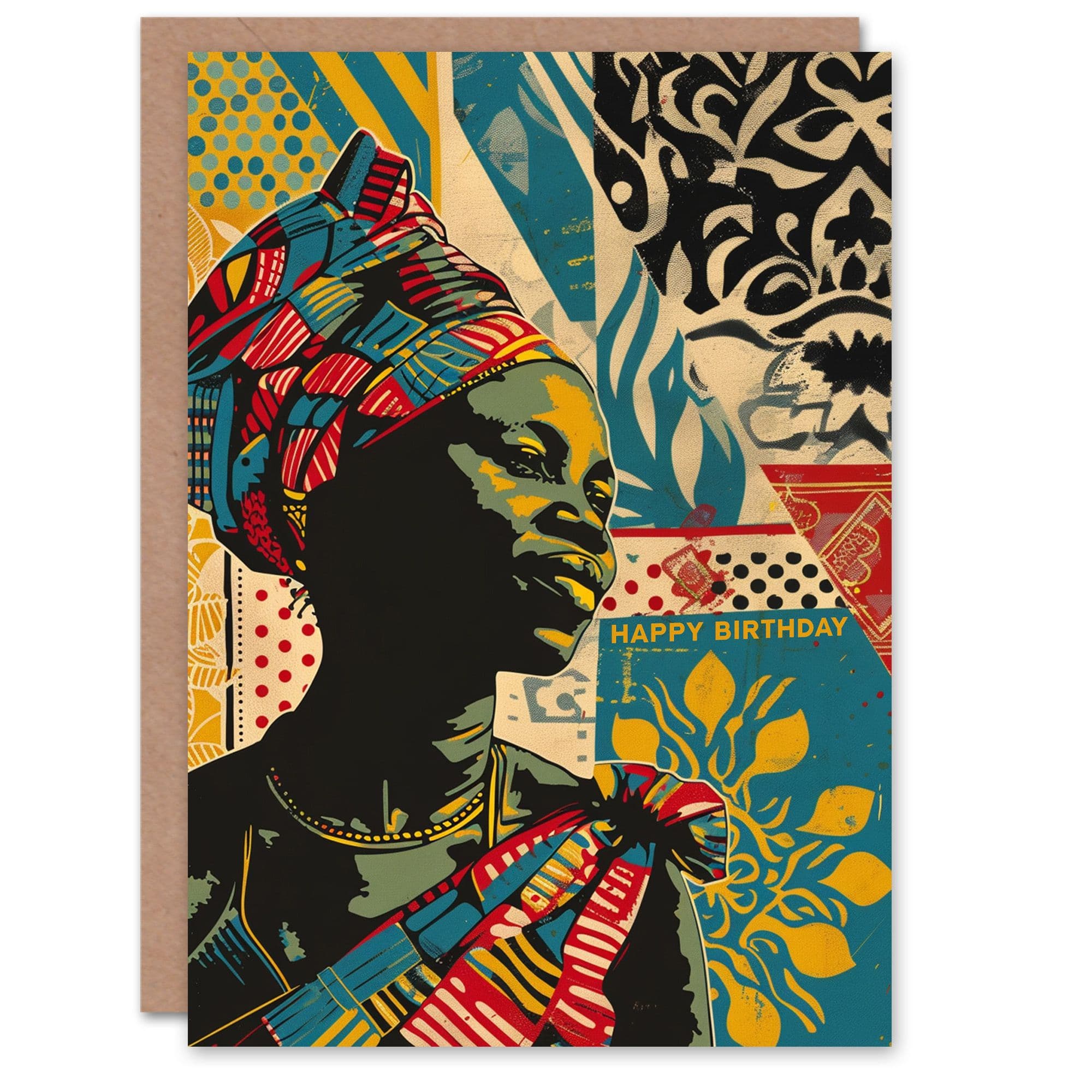 Birthday Card African Portrait Pattern Painting Her Gran Sister Niece Daughter Wife Greeting Card