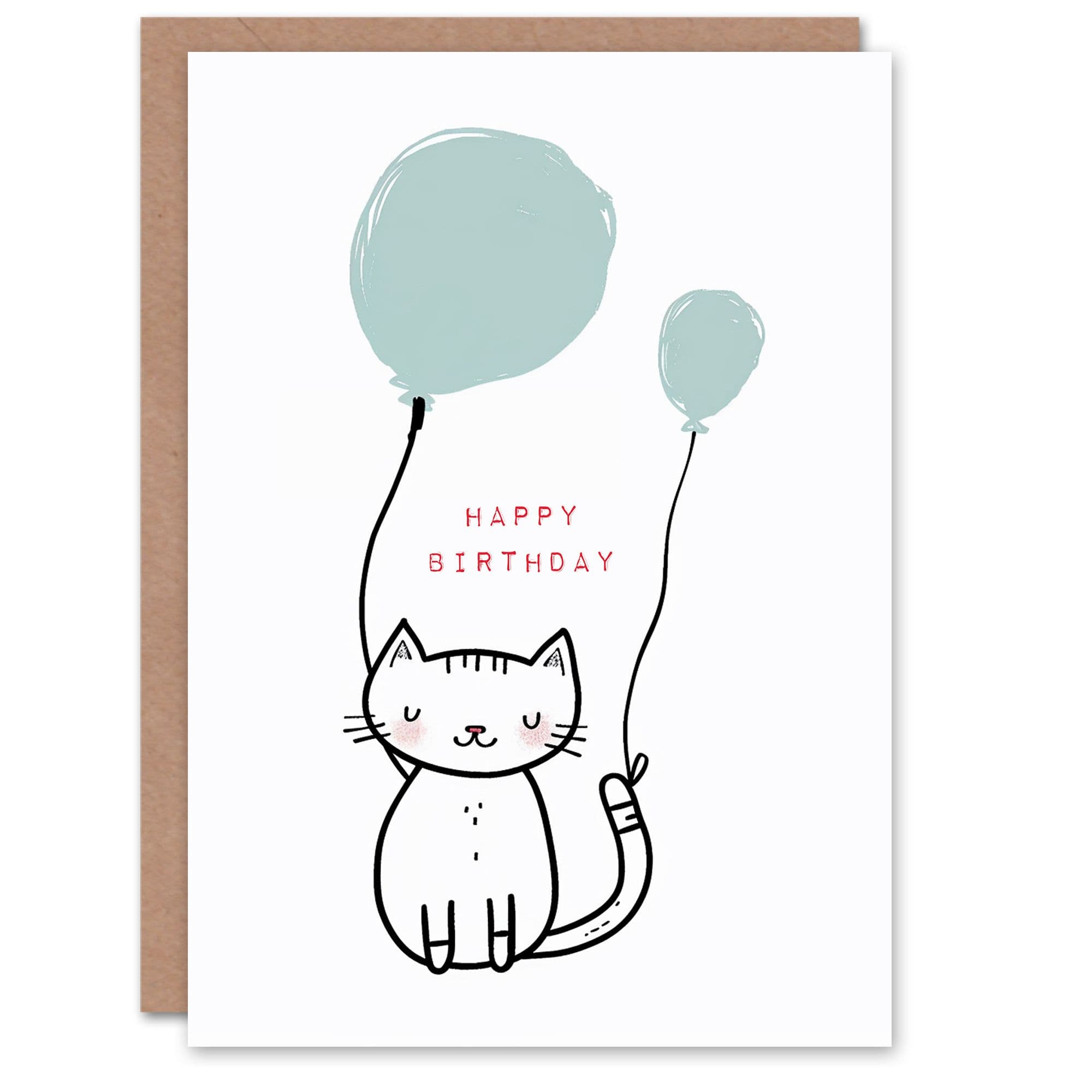 Birthday Card Cute Cat Lover with Balloons For Her Gran Sister Niece Daughter Wife Greeting Card