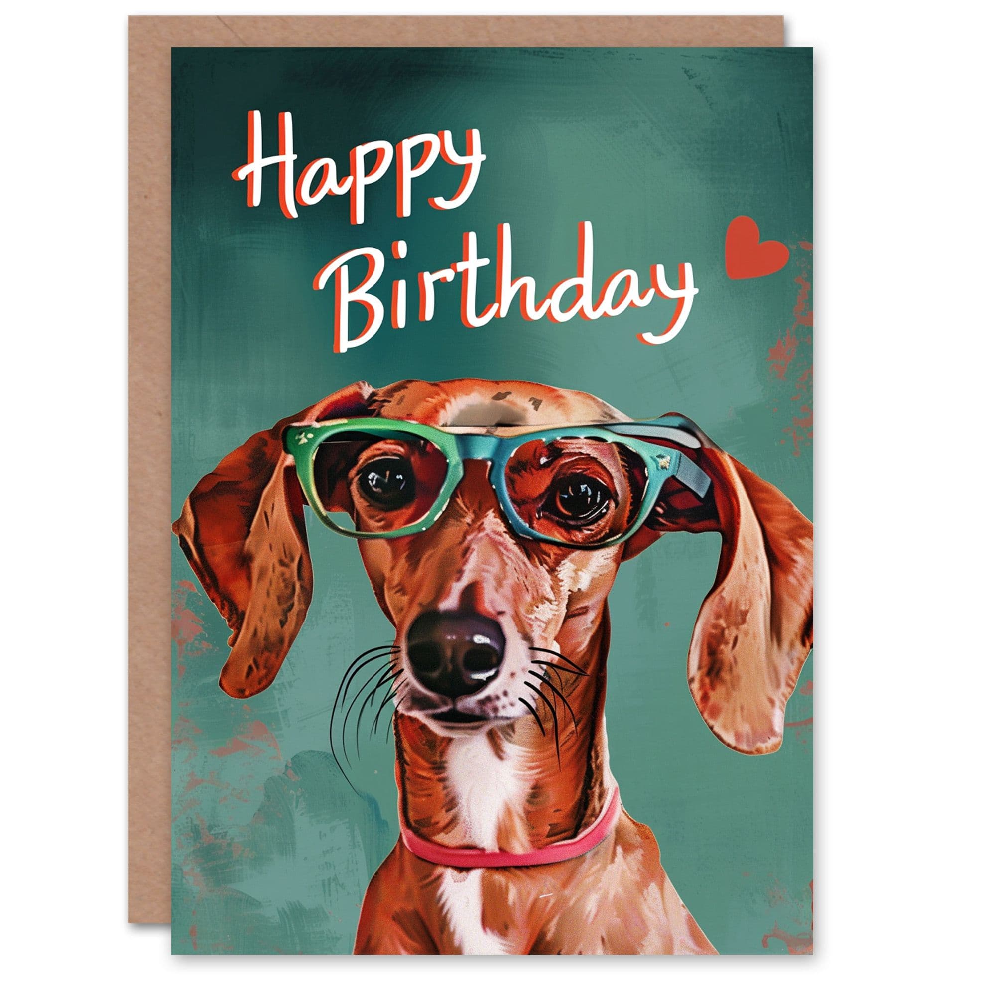 Birthday Card Dog Lover Pet Dachshund Glasses Her Gran Sister Niece Daughter Wife Greeting Card